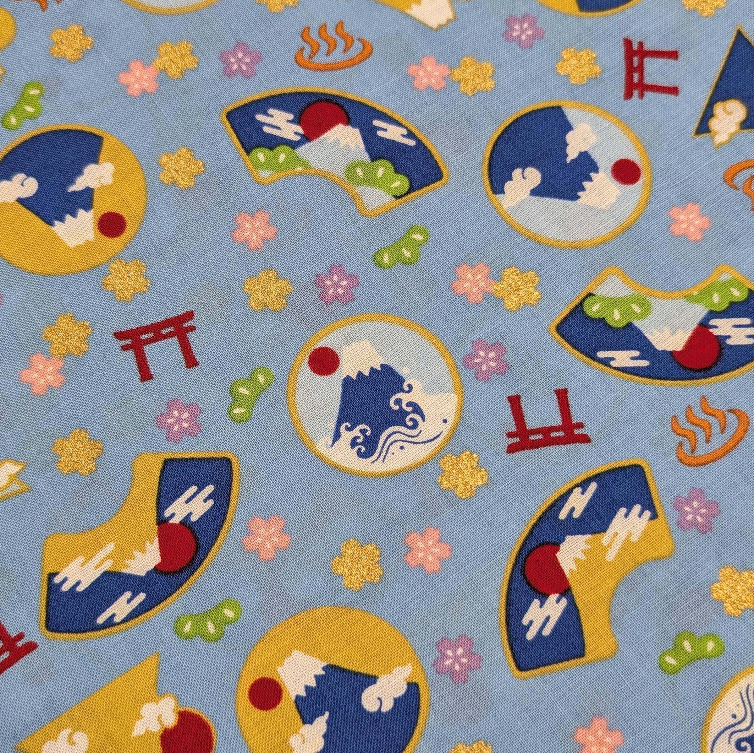 Asano - Mountain Onsen Cotton Fabric - Blue
