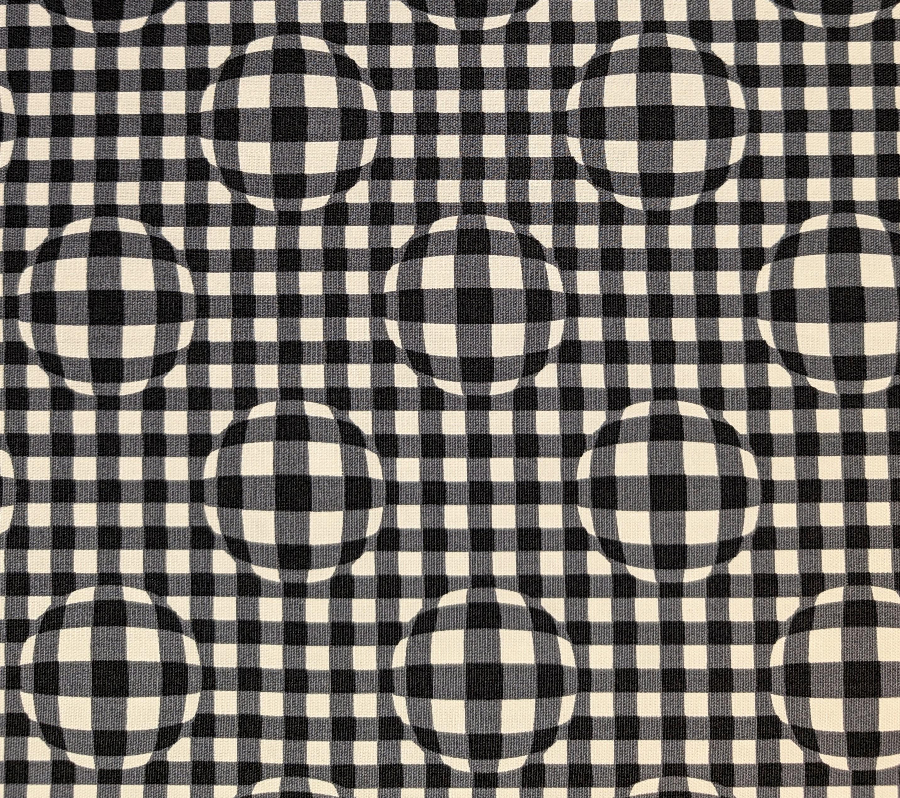 Hishiei - Warped Circle Gingham Cotton Oxford Canvas - Black