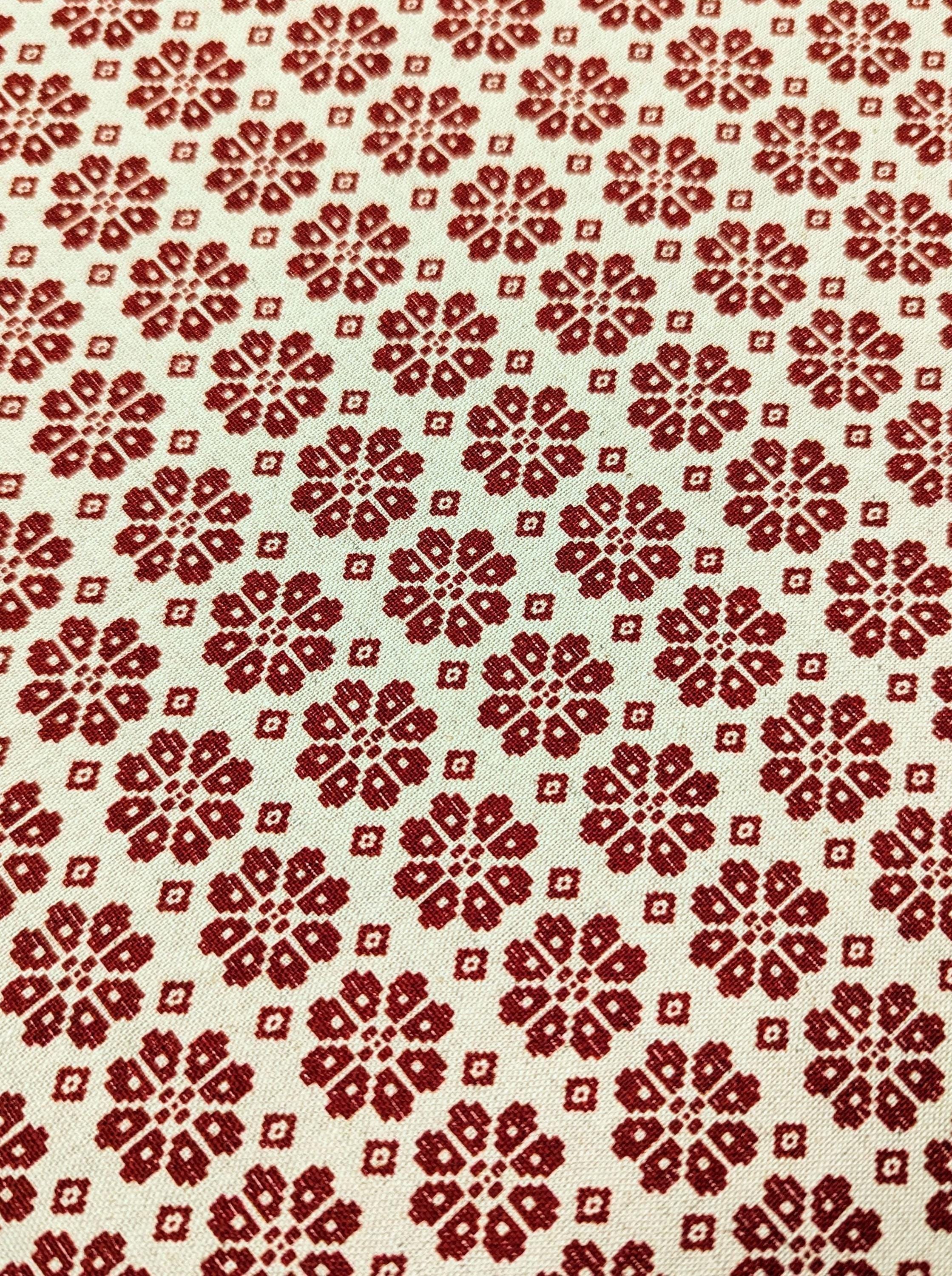 Kokka - Scandinavian Flowers Cotton/Linen light weight Canvas - Red White