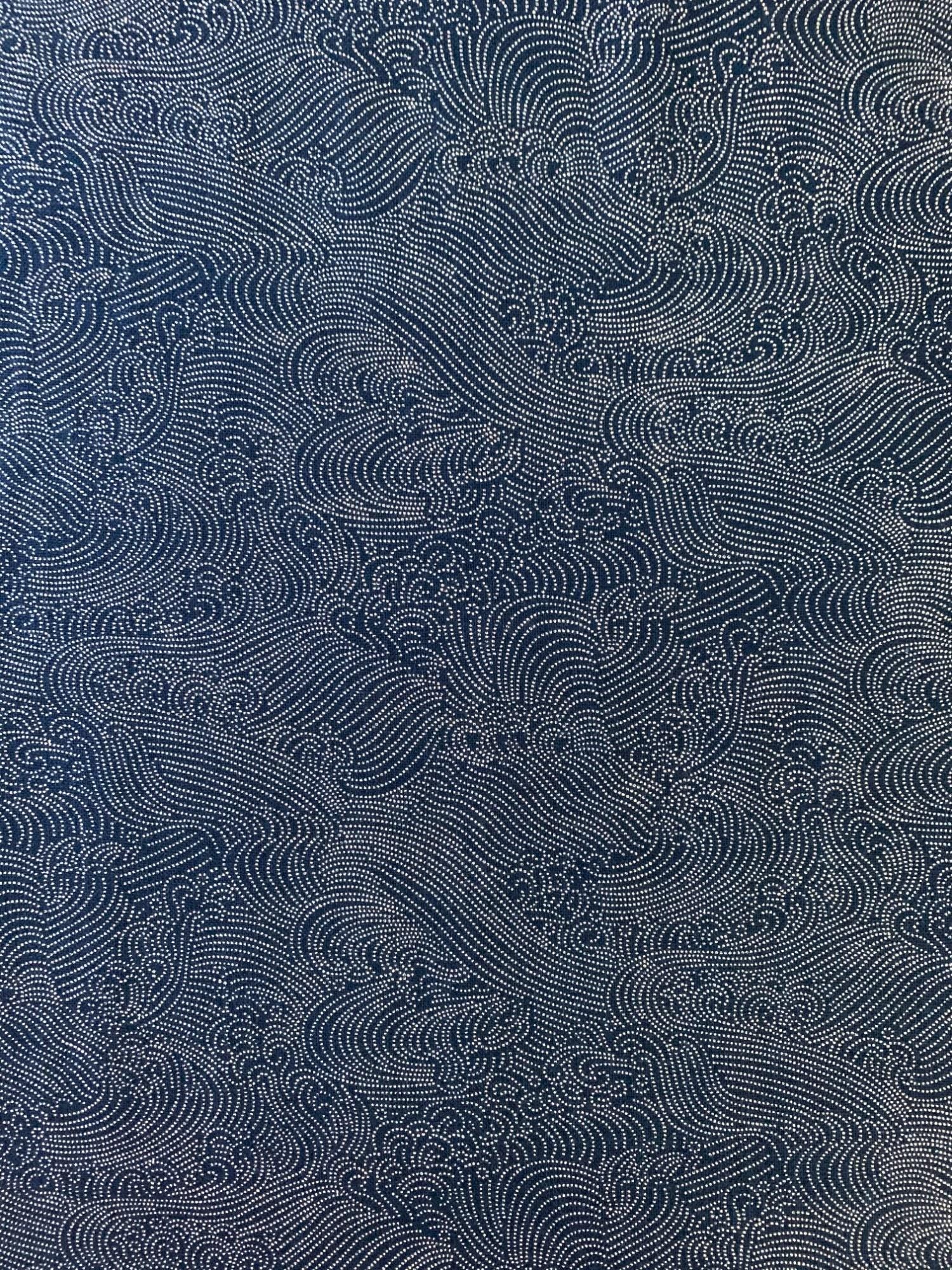 Sevenberry - Dotted Waves Cotton Fabric - Medium Blue