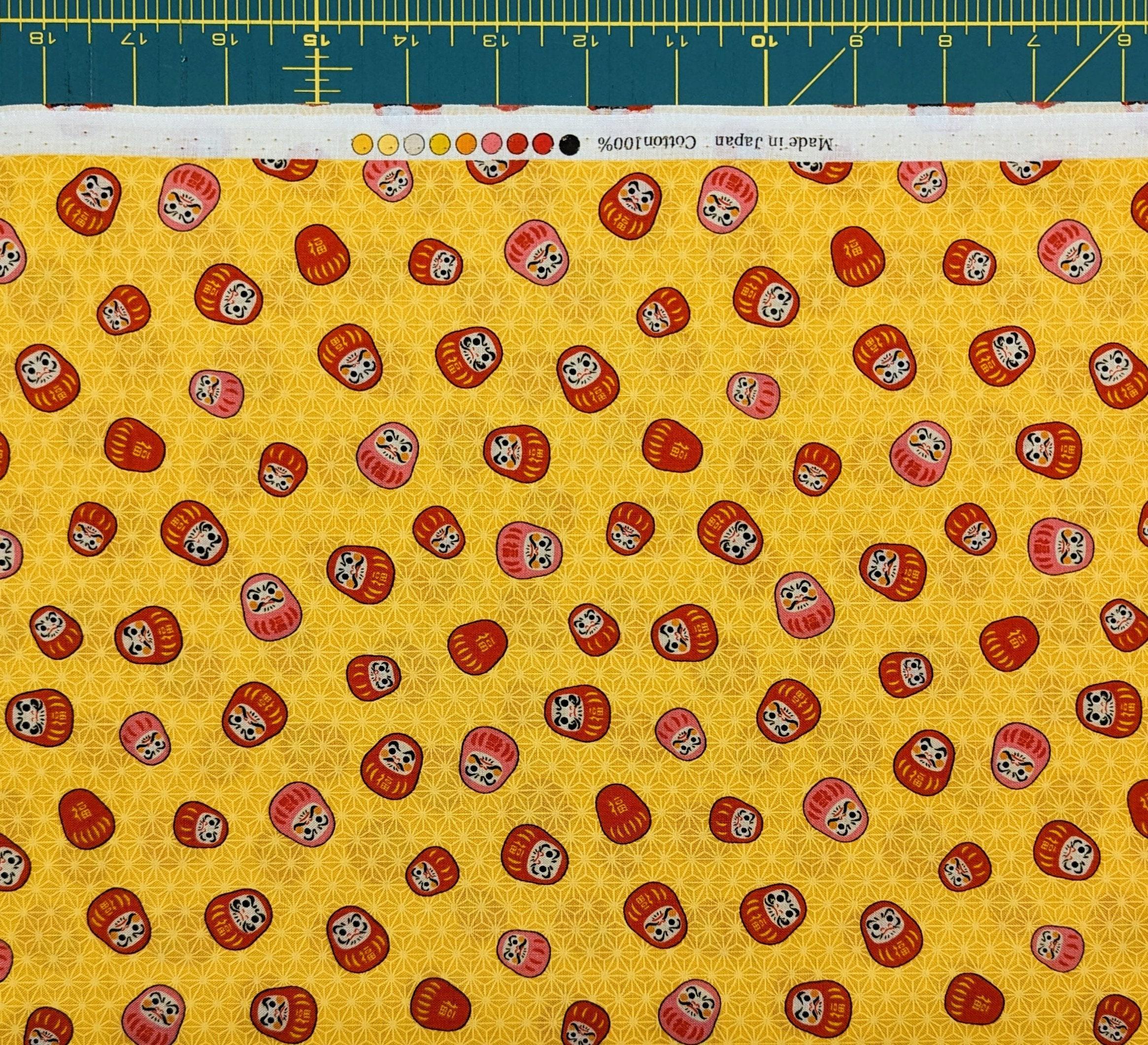 Naka - Tiny Daruma Cotton Fabric - Red and Pink