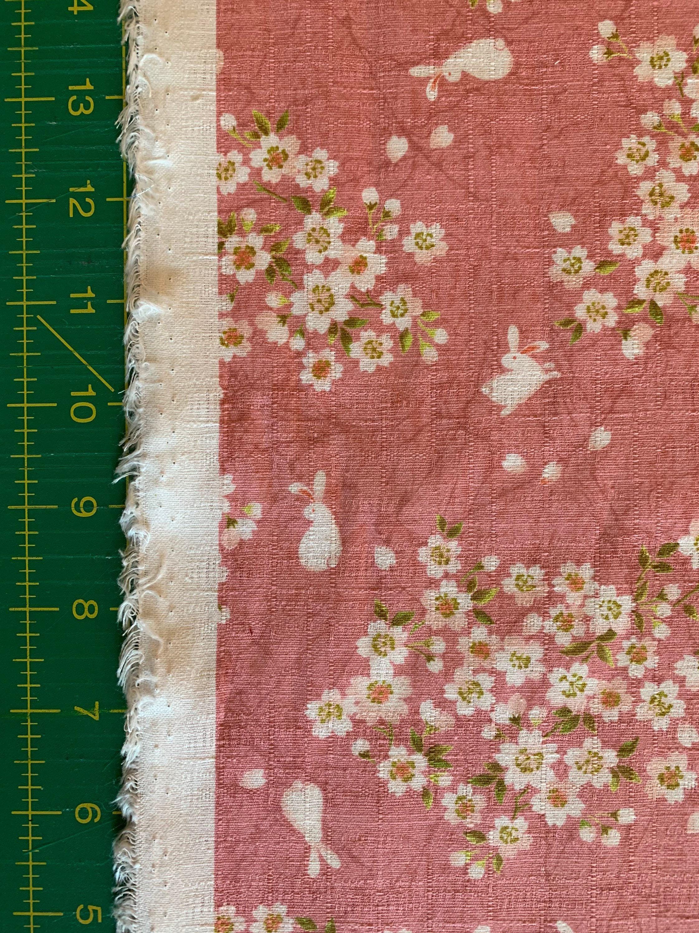 Usagi Sakura Rabbit Cherry Blossom Morikiku Japanese cotton dobby fabric M-1100-1B pink