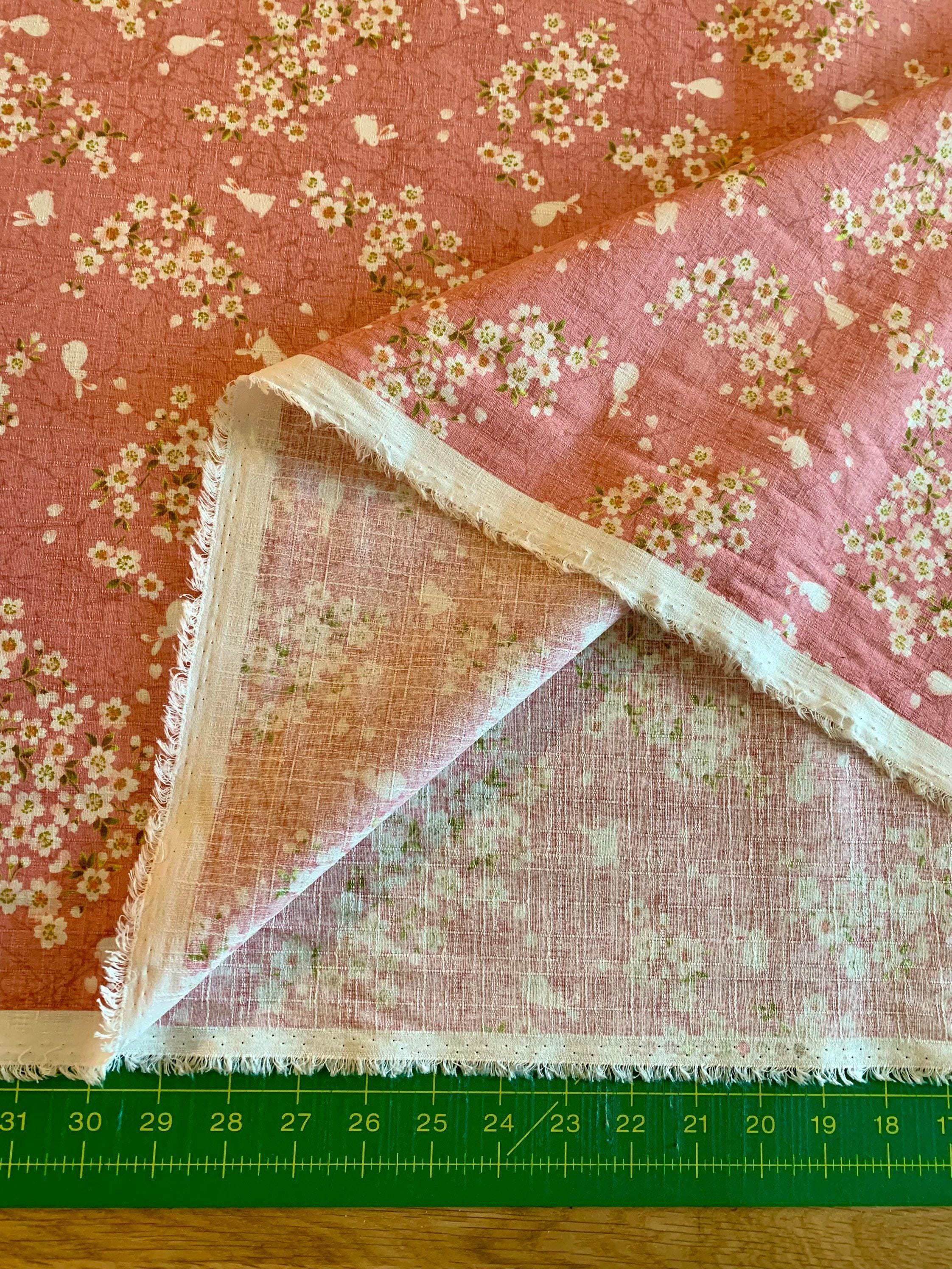 Usagi Sakura Rabbit Cherry Blossom Morikiku Japanese cotton dobby fabric M-1100-1B pink
