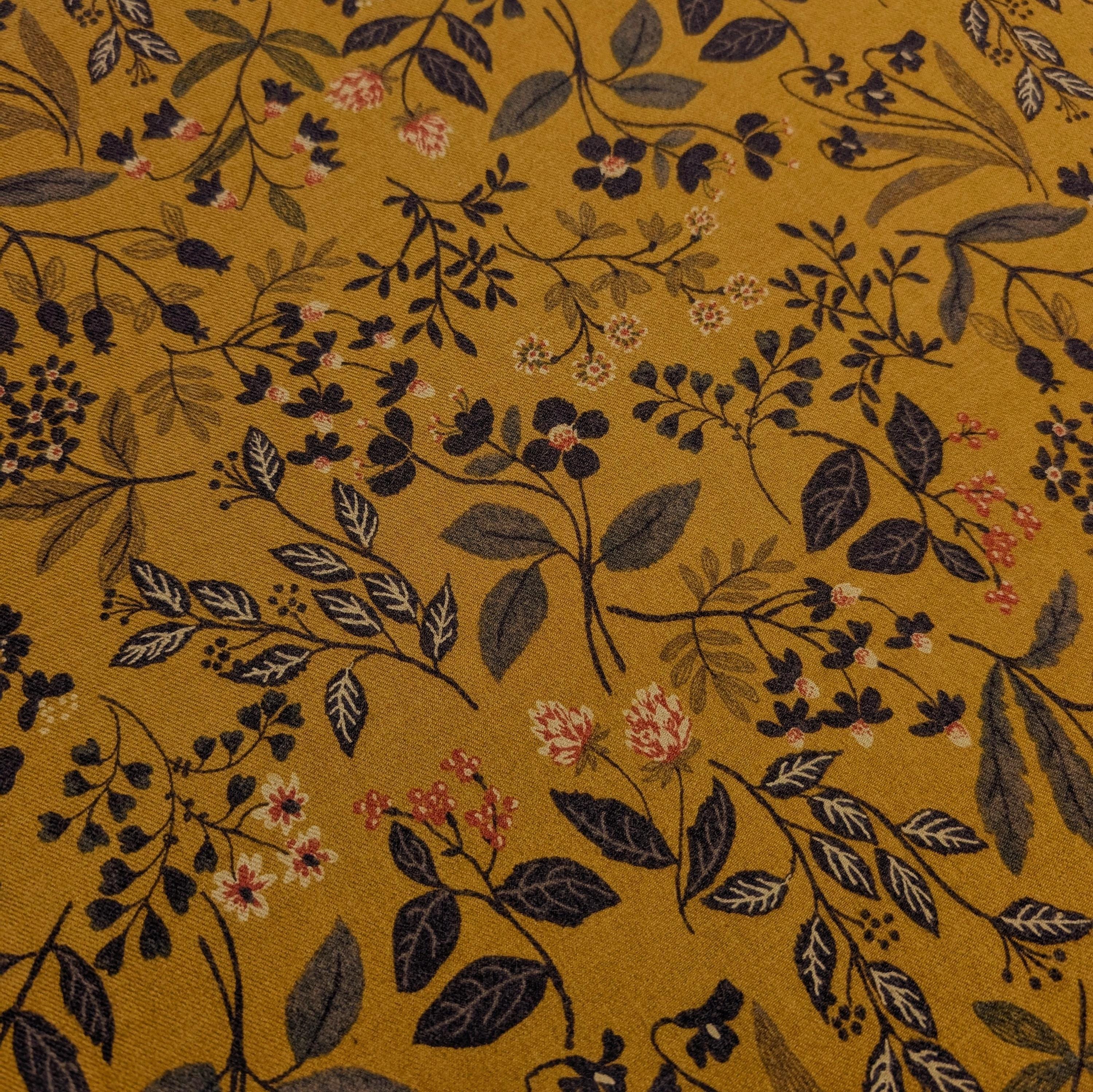 Hokkoh - Enchanted Wildflowers Brushed Cotton Fabric - Mustard