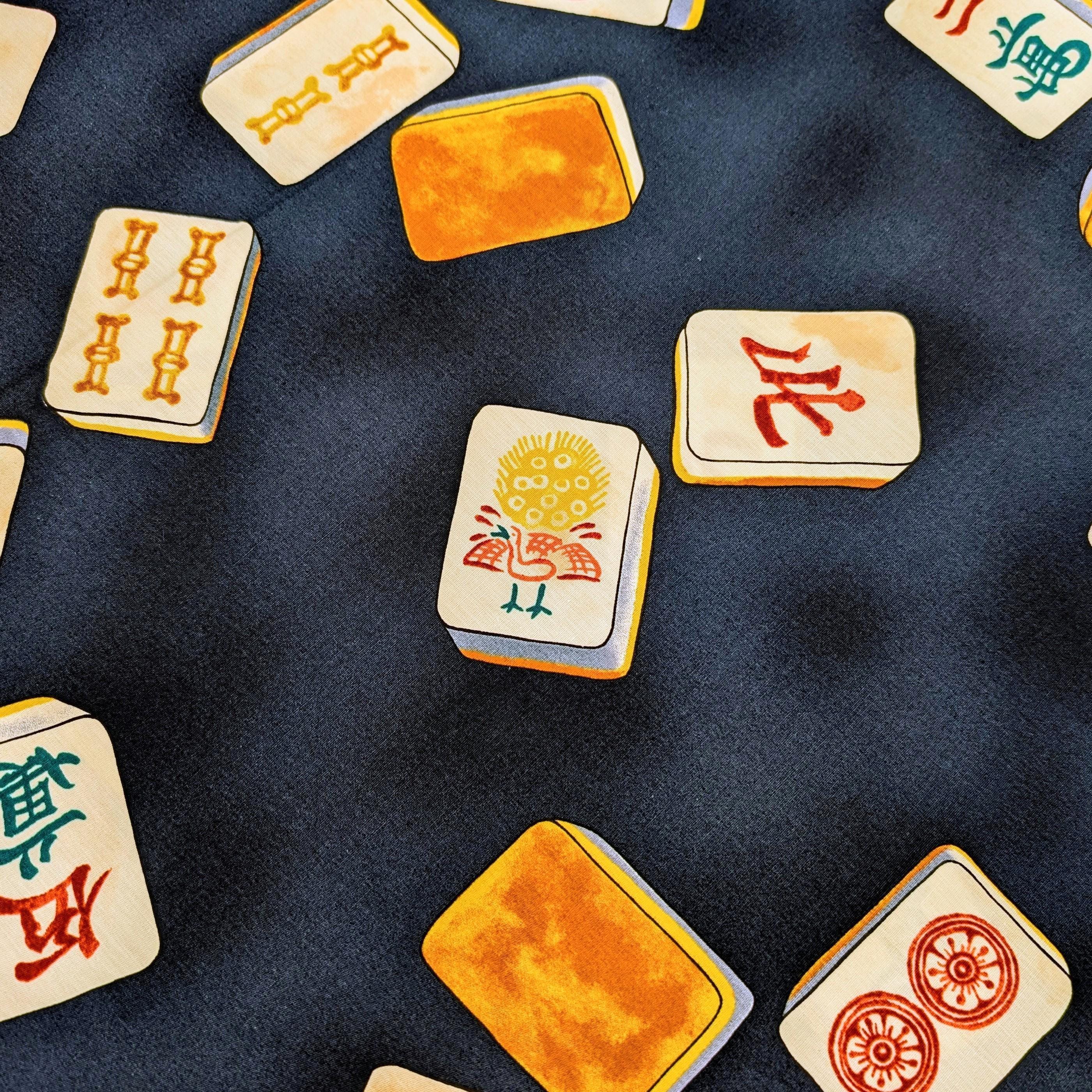 Mahjong Tiles Hokkoh Japanese cotton fabric 1025-200-3 D blue