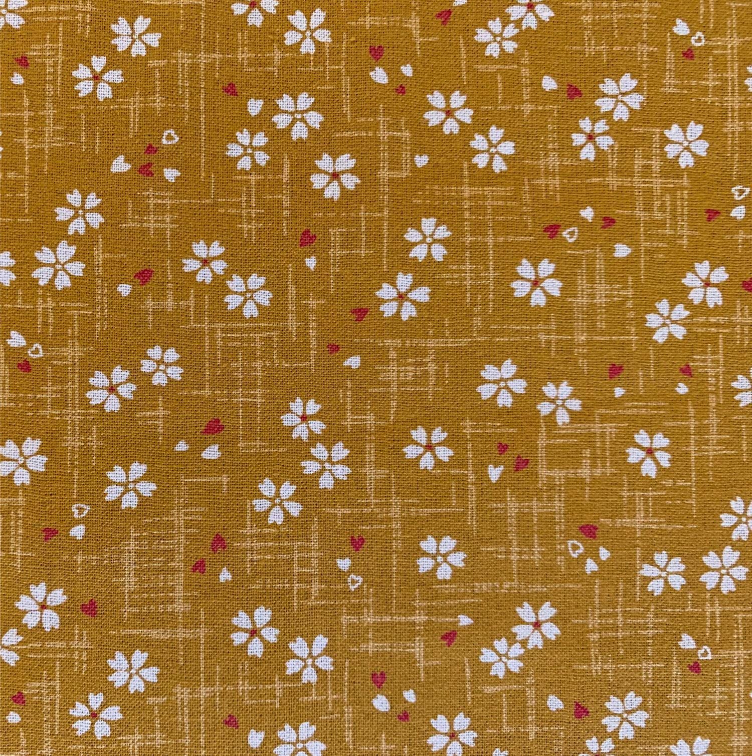 Sevenberry - Tiny Cherry Blossoms Cotton Fabric - Mustard Yellow