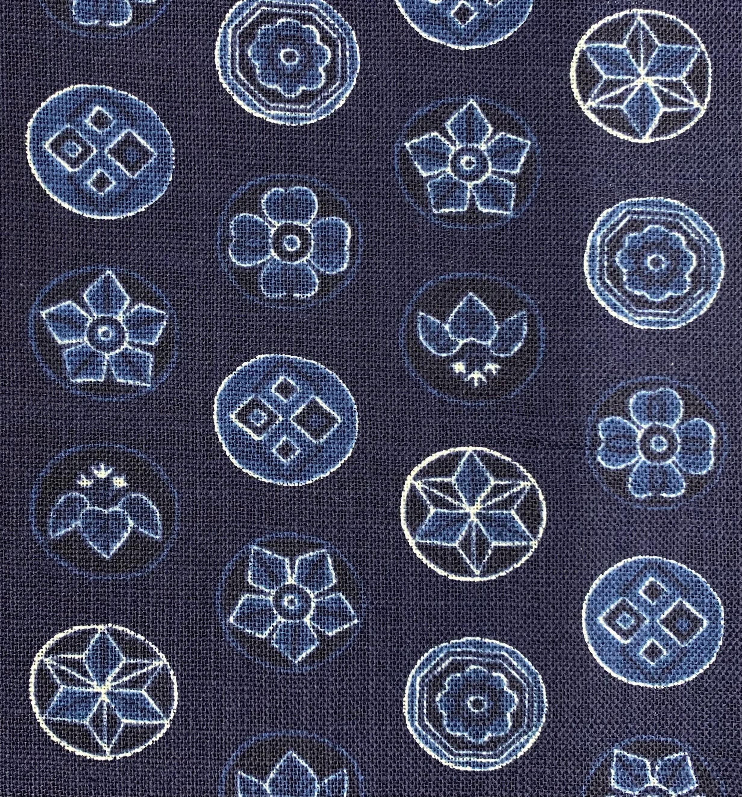 Sevenberry - Vintage Crests Cotton Fabric - Navy Blue