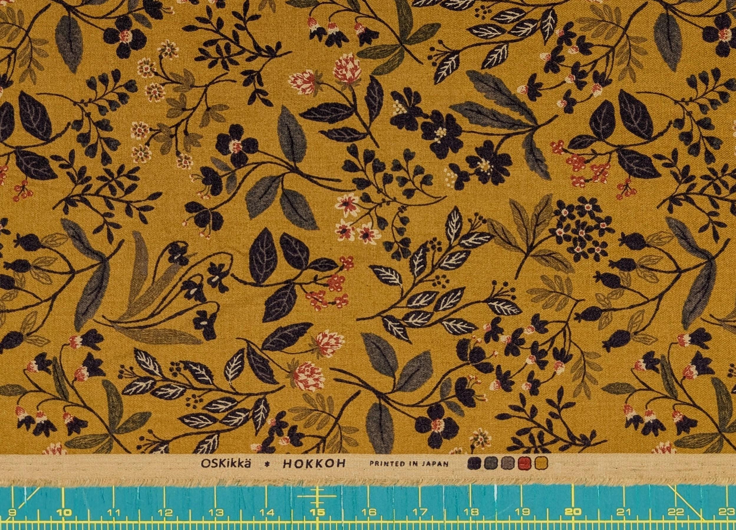 Hokkoh - Enchanted Wildflowers Brushed Cotton Fabric - Mustard