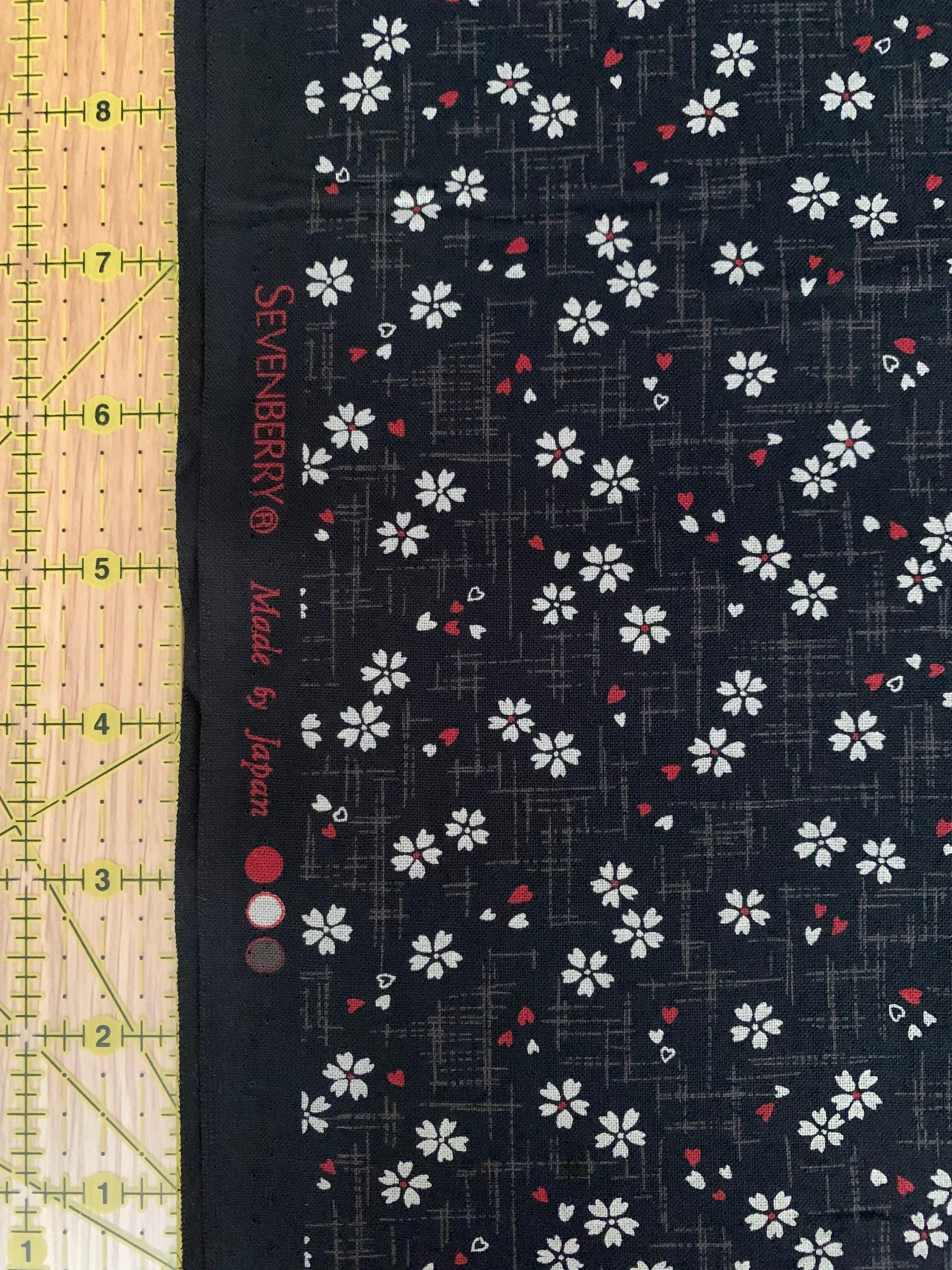 Sevenberry - Tiny Cherry Blossoms Cotton Fabric - Black