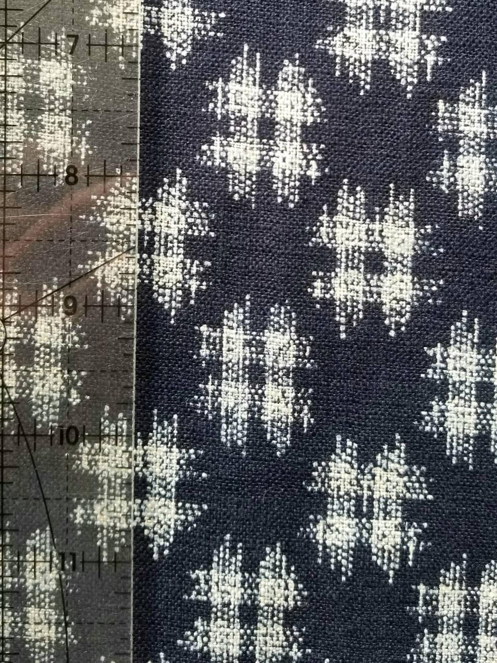 Sevenberry - Kasuri Hashtag Print Cotton Fabric - Navy Indigo Blue
