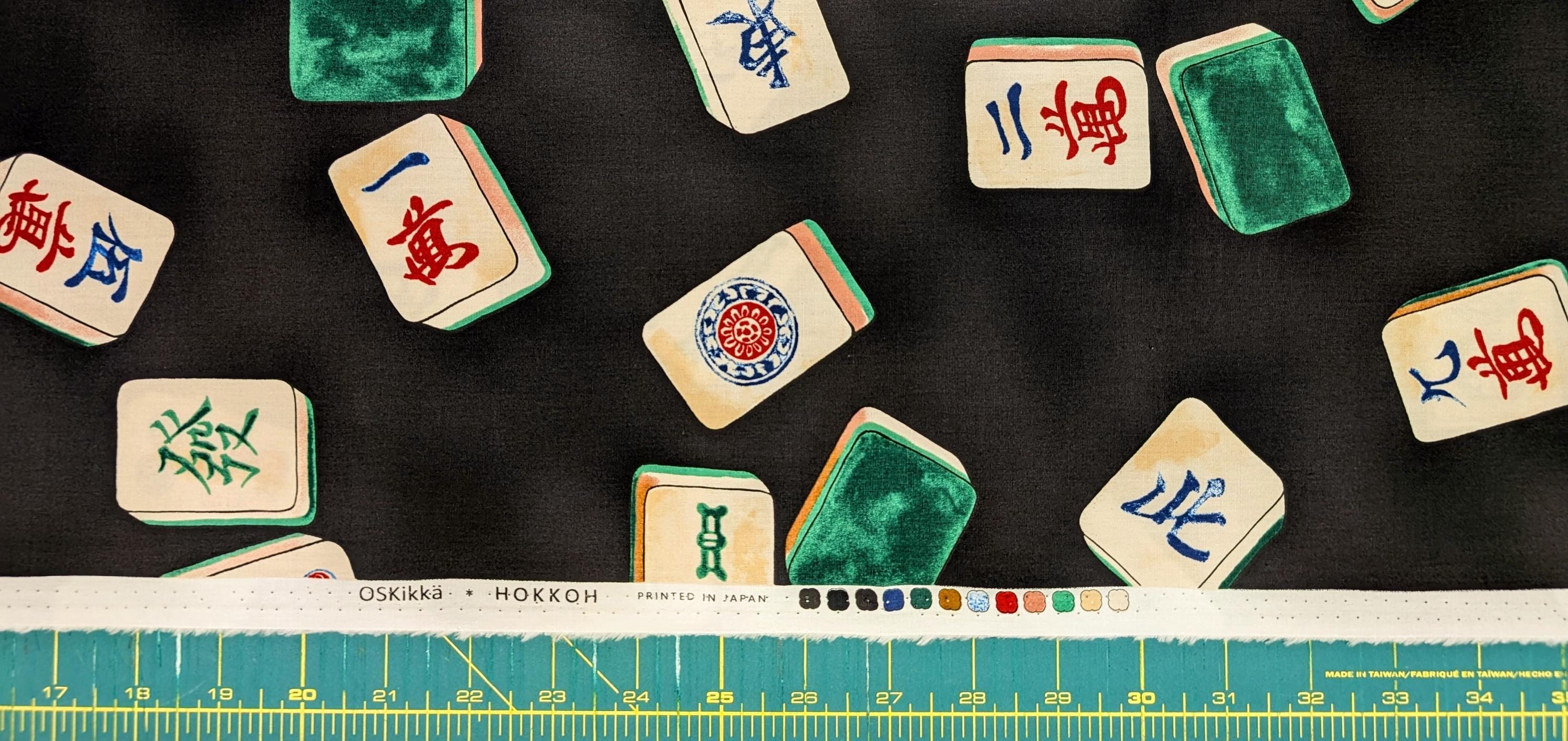 Mahjong Tiles Hokkoh Japanese cotton fabric 1025-200-3 E black