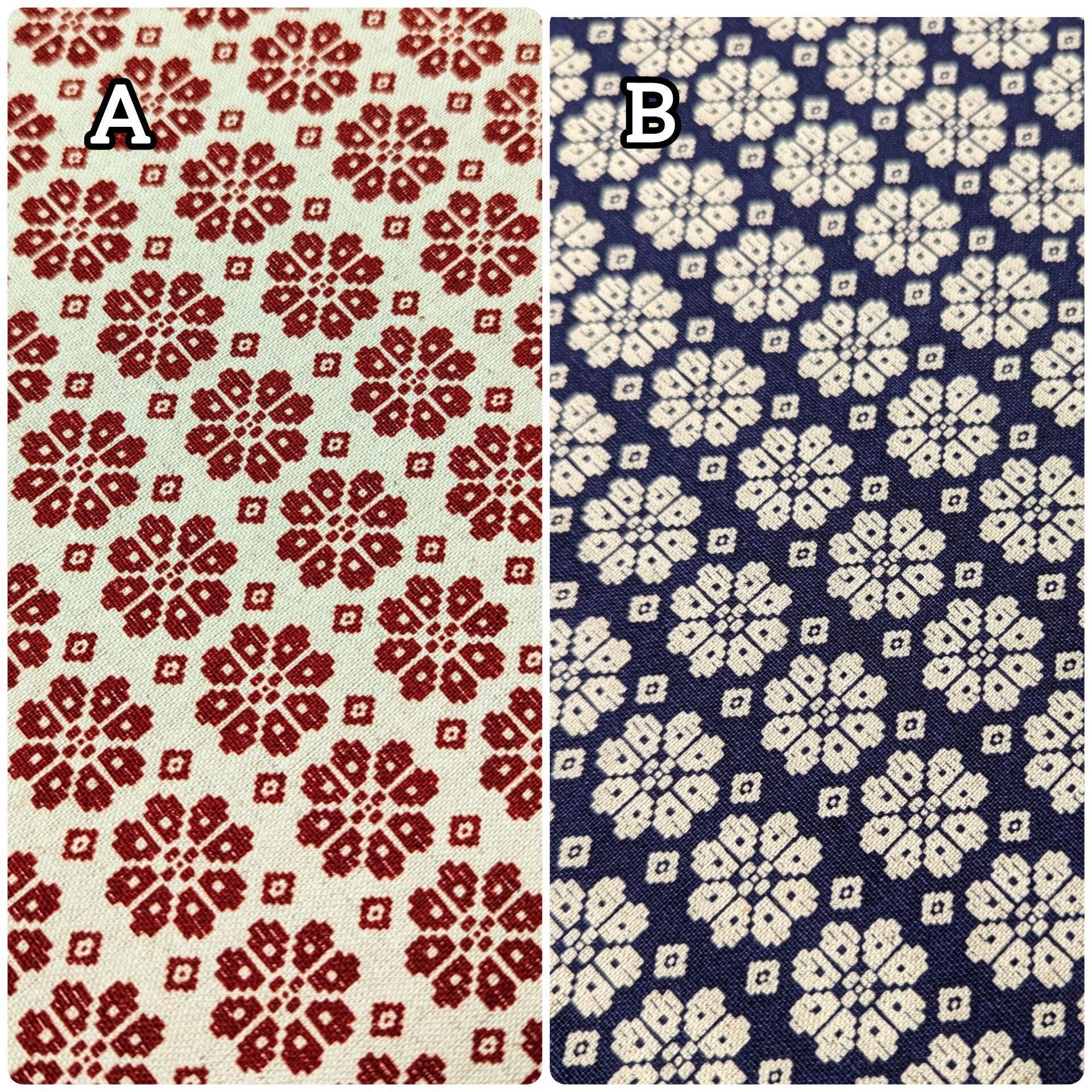 Kokka - Scandinavian Flowers Cotton/Linen light weight Canvas - Navy White