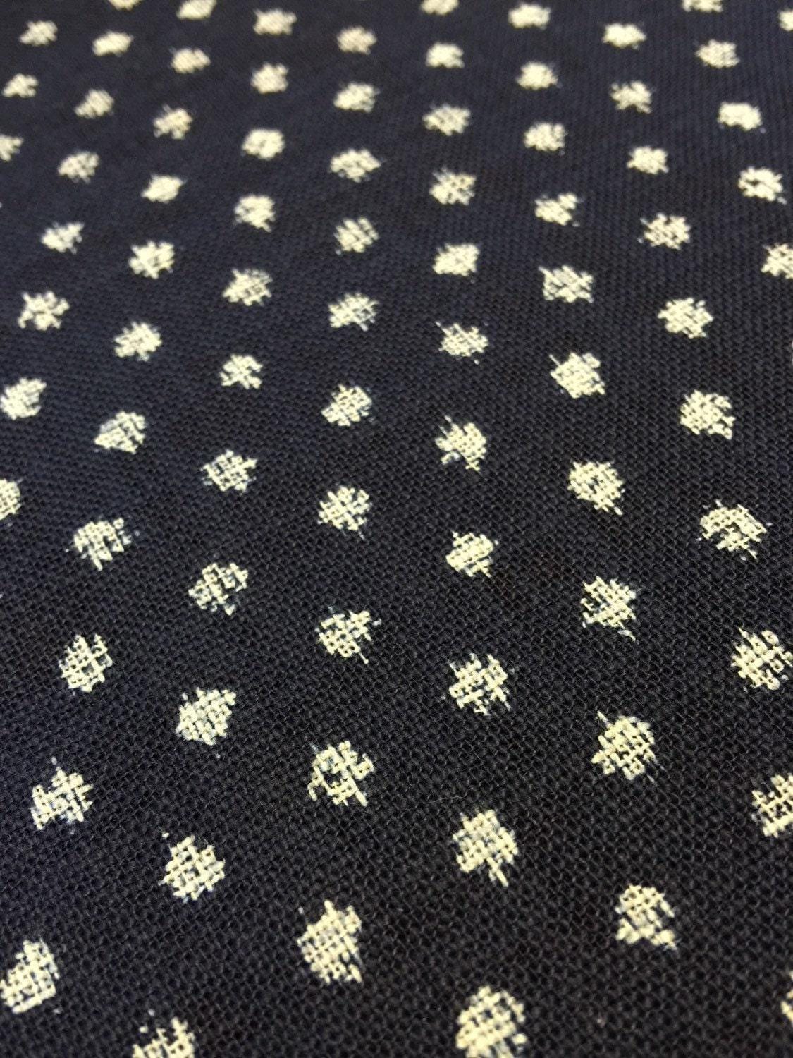 Sevenberry - Big Dot "Kasuri" Style Cotton Fabric - Navy Blue Beige