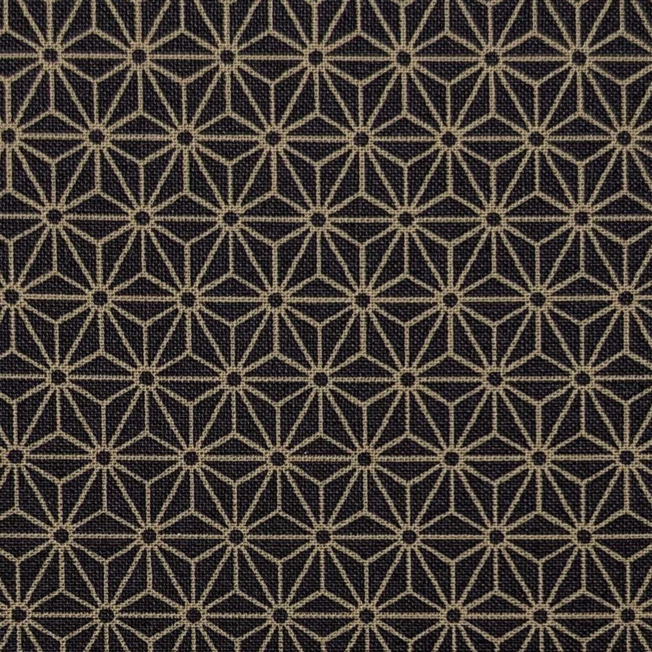 Sevenberry Small Asanoha stars in beige on Japanese cotton fabric 88222-2-15 black & gray