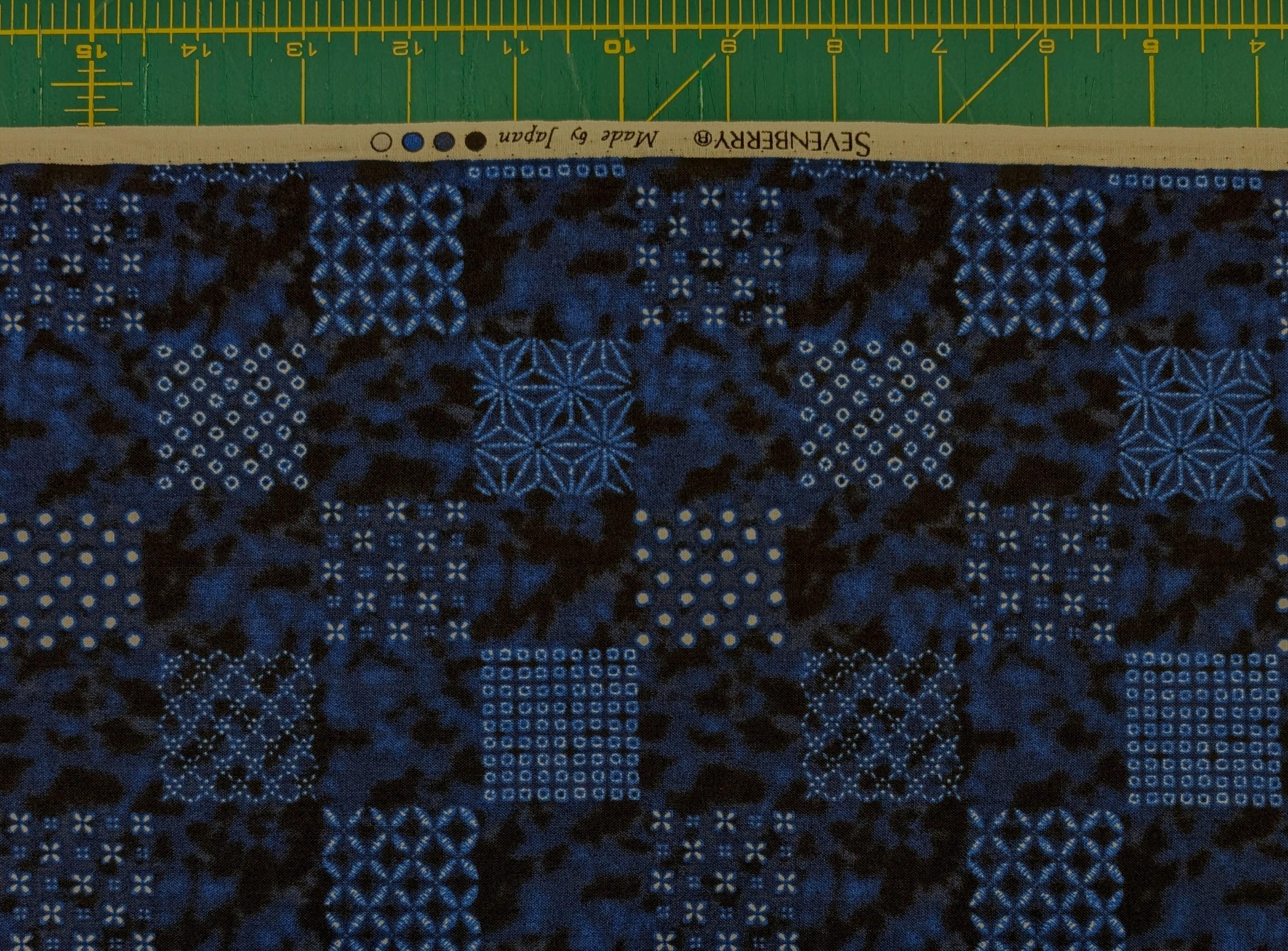 Sevenberry - Patterned Squares Shibori-Style Collection Cotton Fabric - Blue