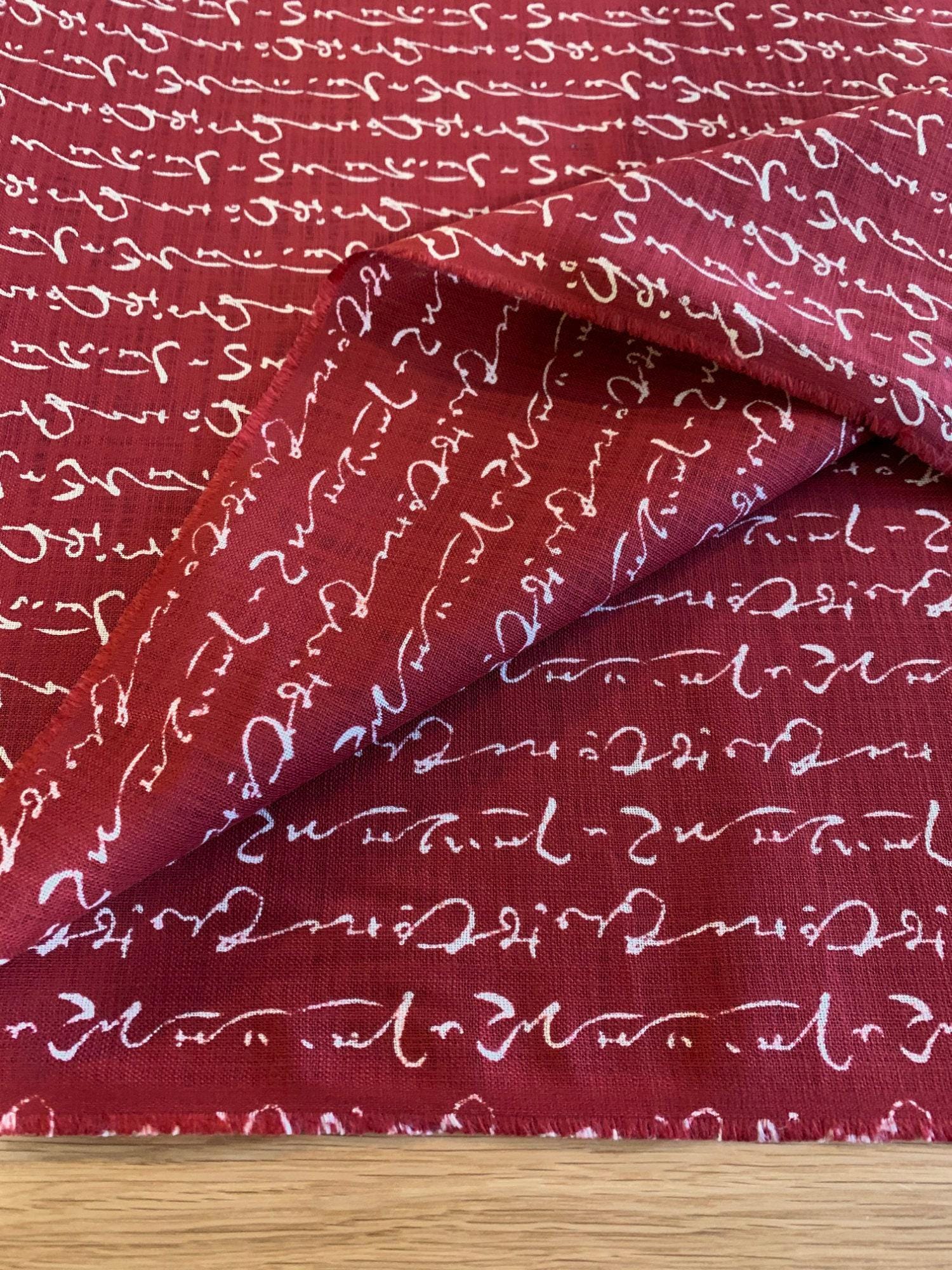 Sevenberry - Calligraphy Homespun Cotton Fabric - Red Beige