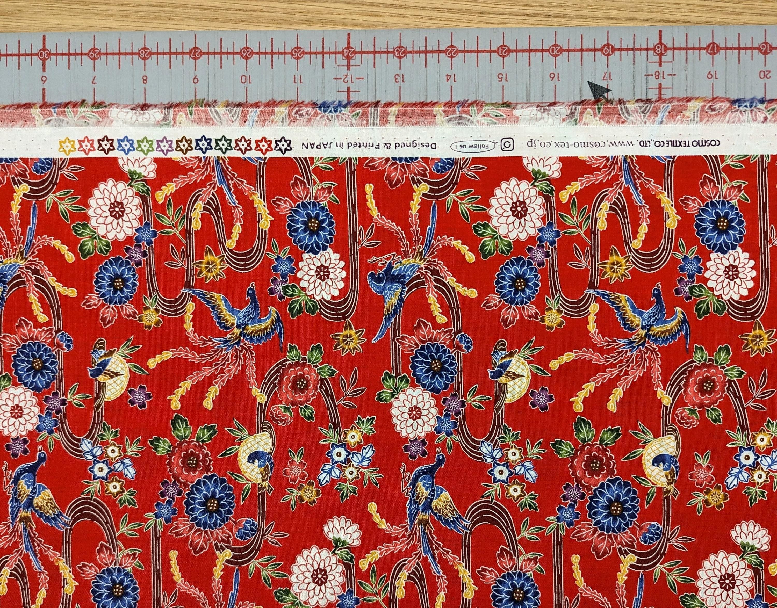 Cosmo - Bingata Phoenix and Flowers Cotton - Red