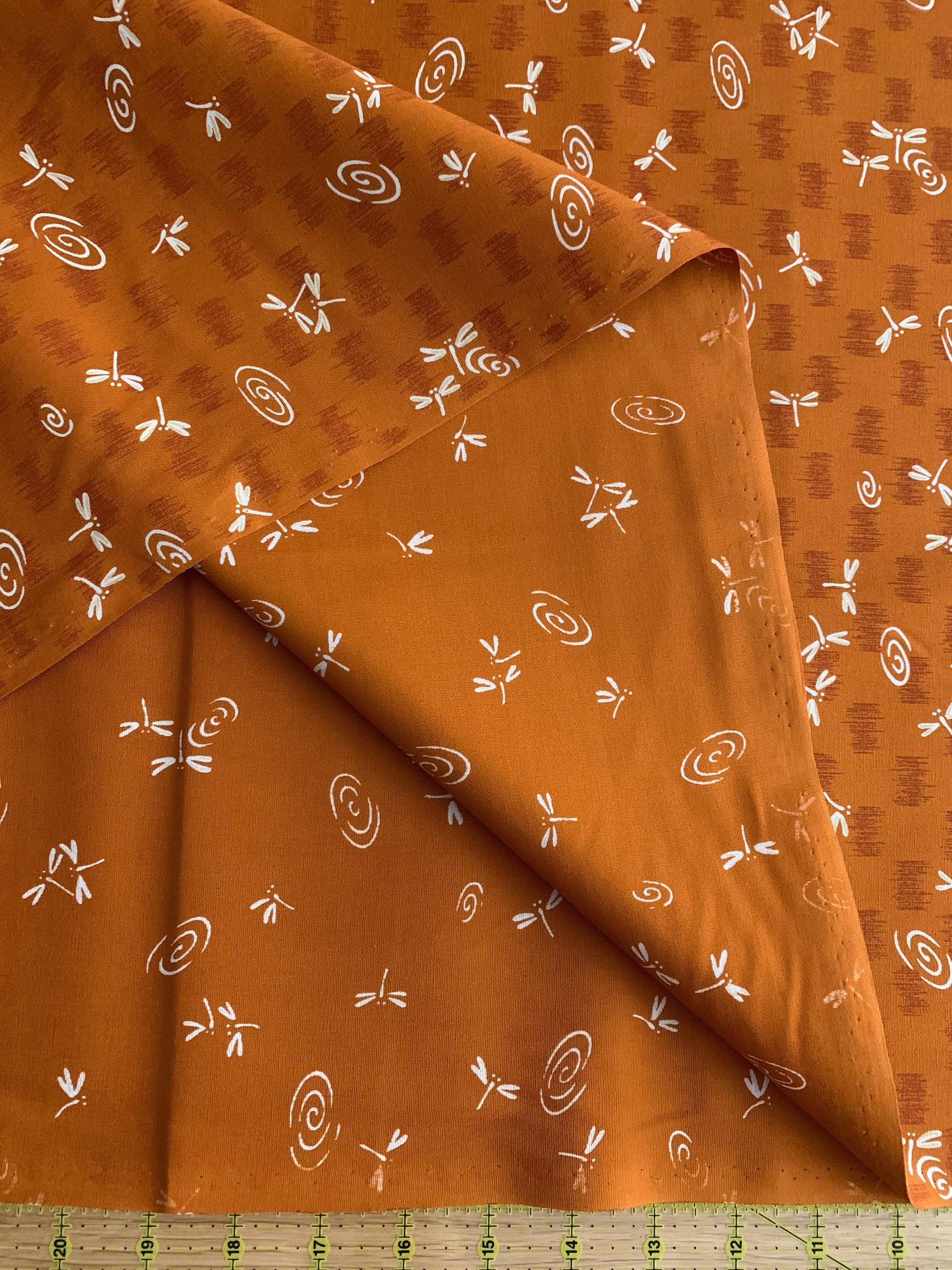 Dragonflies at the Water's Edge Japanese cotton fabric 3030-4C orange