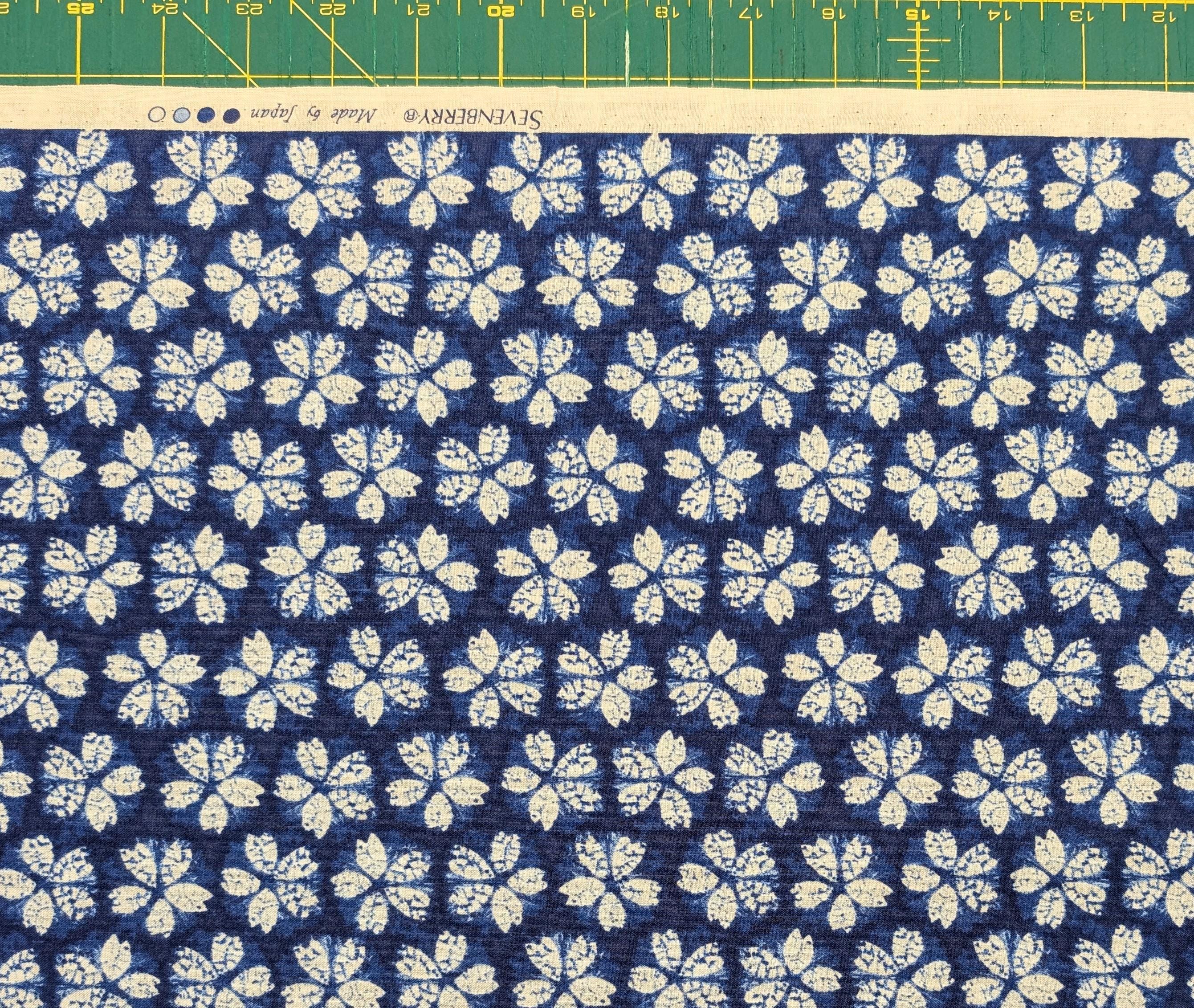 Sevenberry - Cherry Blossom Shibori-Style Collection Cotton Fabric - Blue White