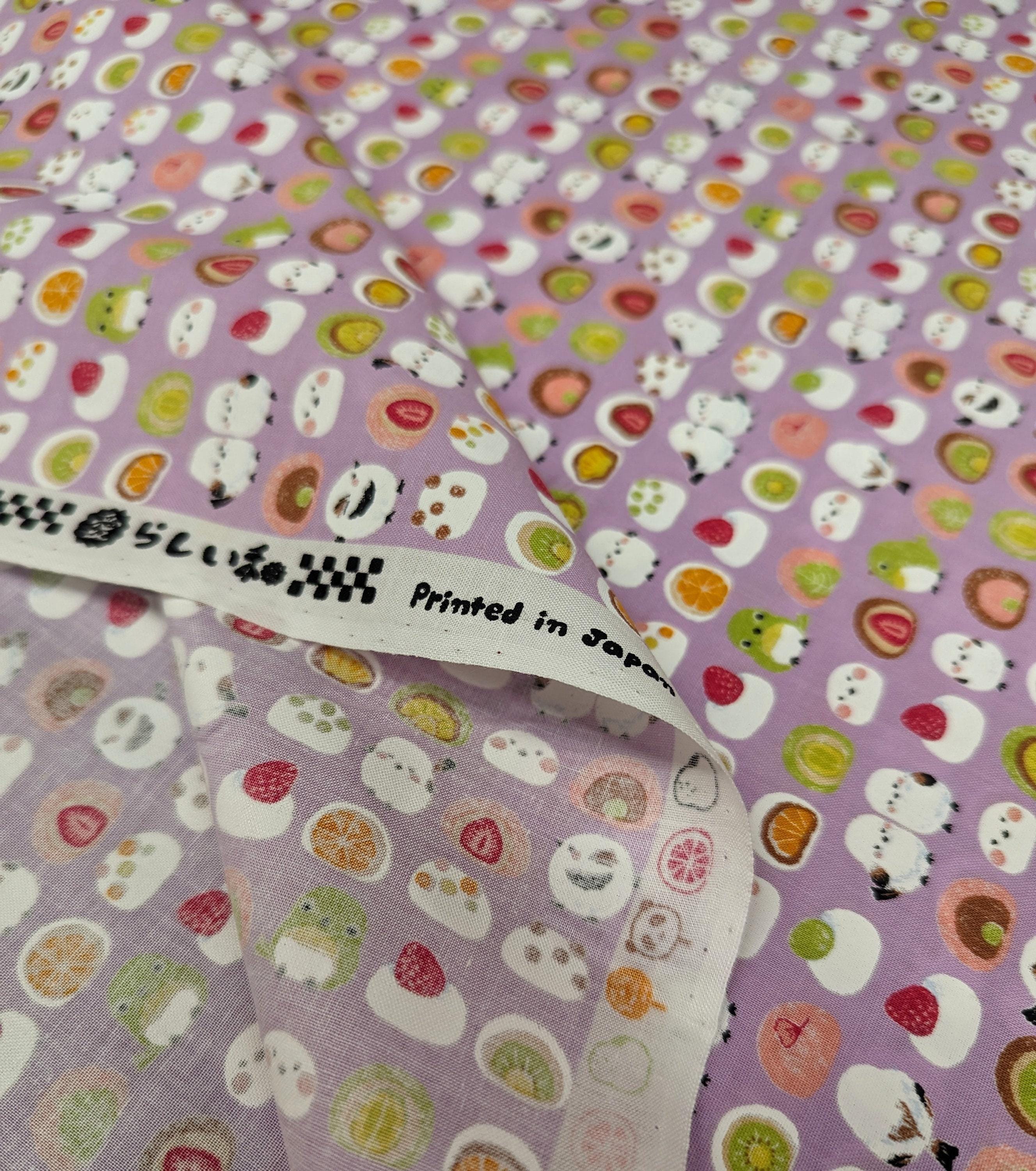 Senyo - Chickadees and Mochi Cotton Fabric - Purple