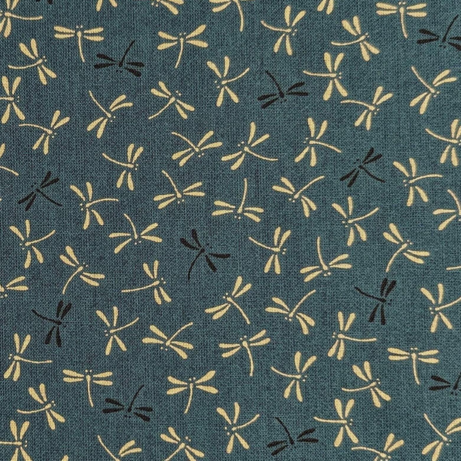 Sevenberry - Dragonflies in Deep Teal Cotton Fabric - Deep Teal