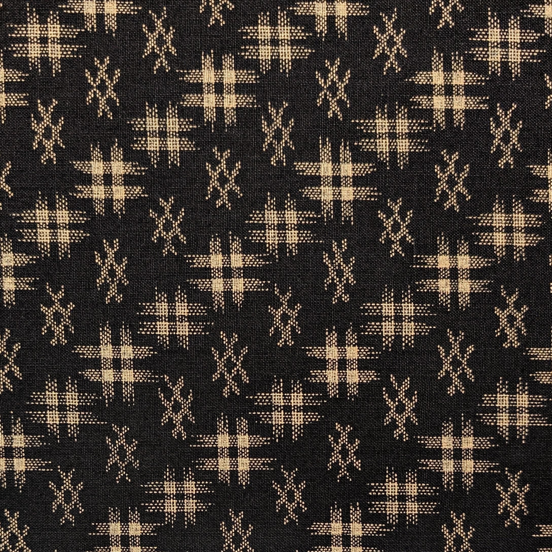Sevenberry Well 井戸 hashtag Japanese cotton fabric 88222-5-4 beige & black