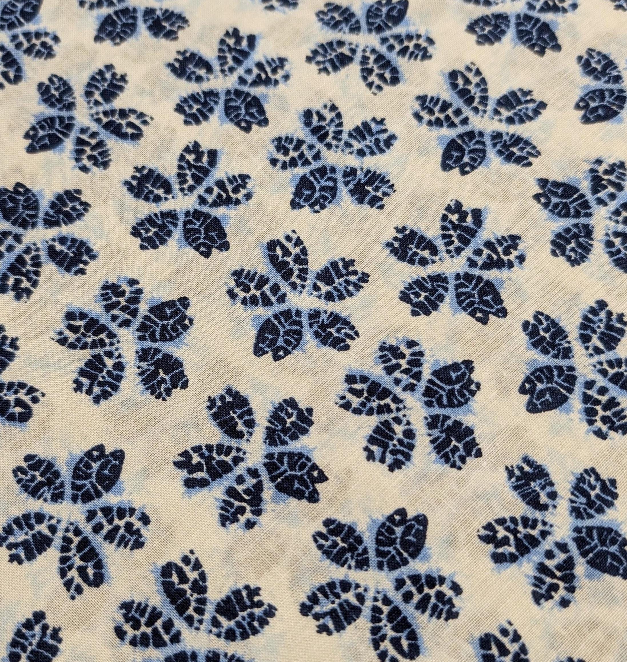 Sevenberry - Cherry Blossom Shibori-Style Collection Cotton Fabric - Blue White