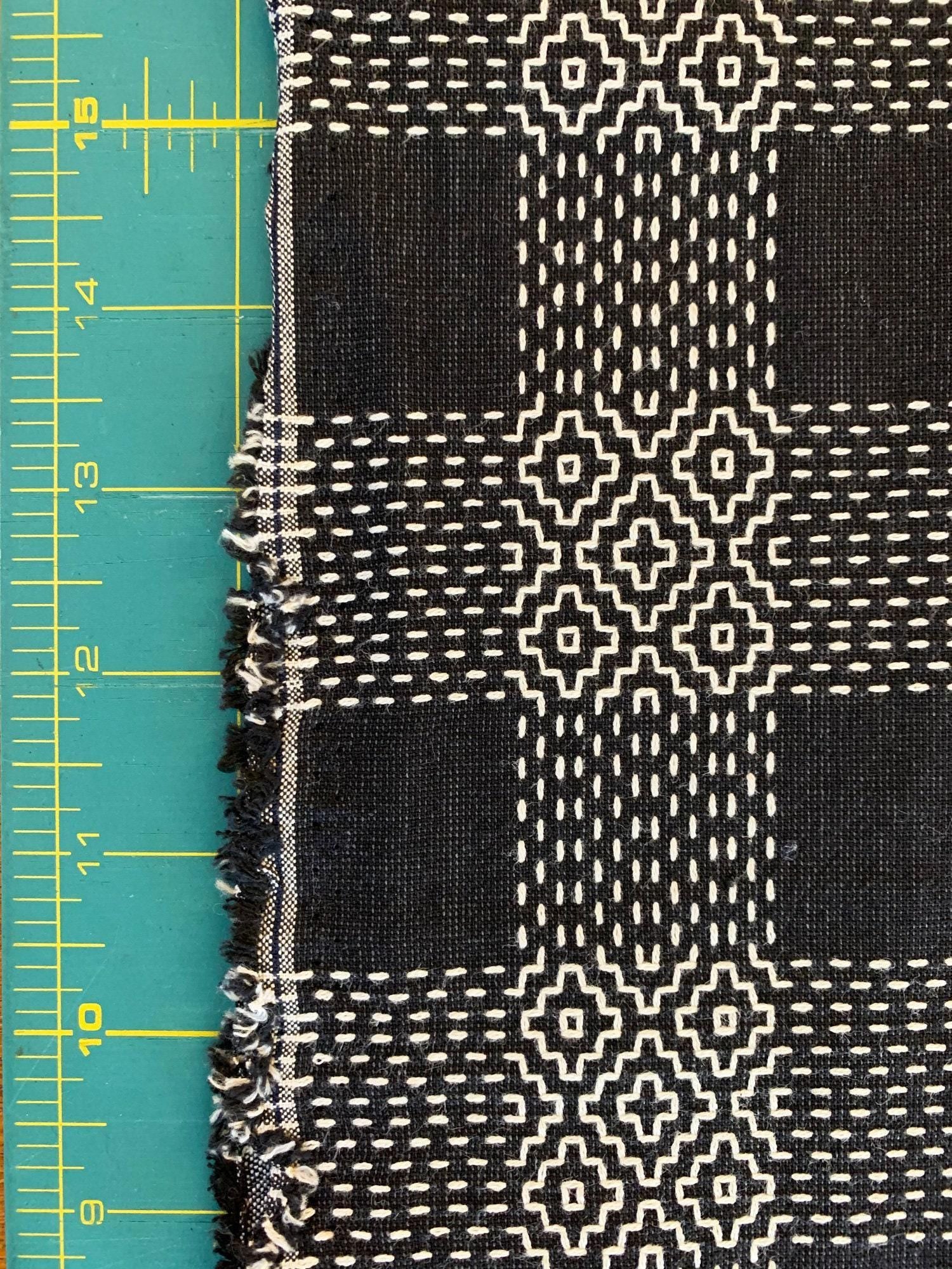 Olympus - Sashiko Sakizomemomen Fabric by the Yard - Black White
