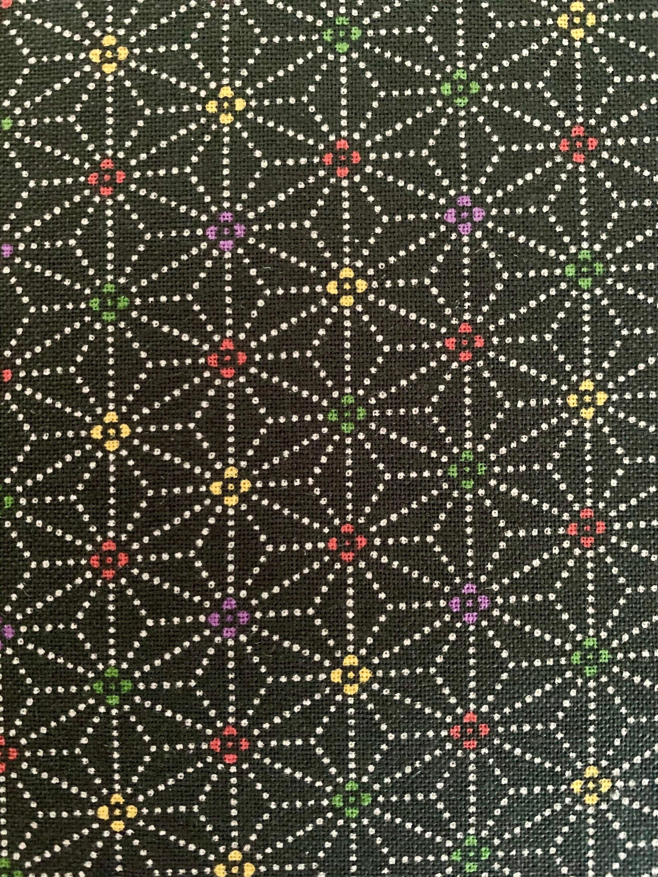 Sevenberry - Dotted Asanoha Stars Cotton Fabric - Black
