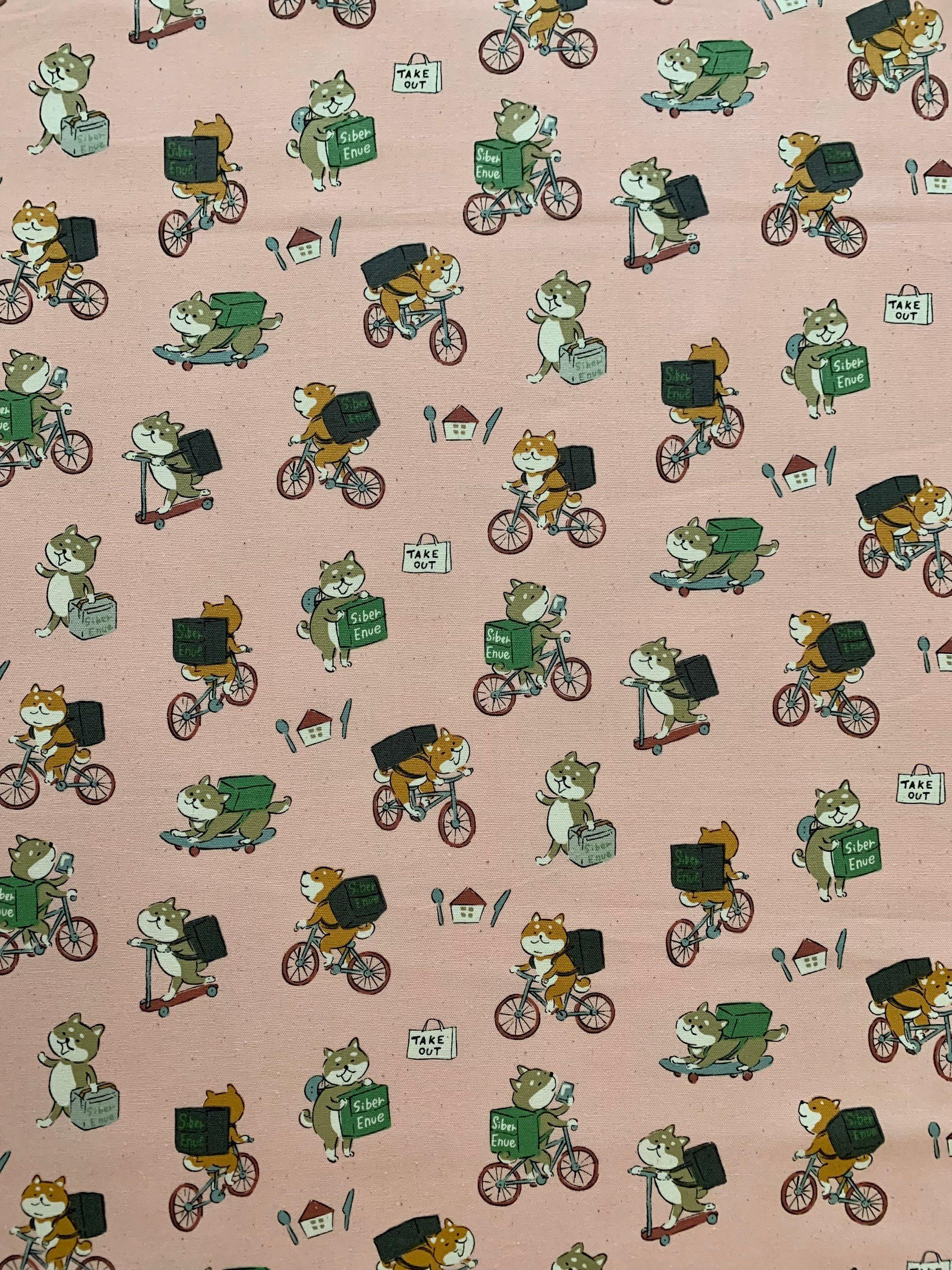 Kokka - Shiba Delivery Service Trèfle Cotton Oxford - Pink