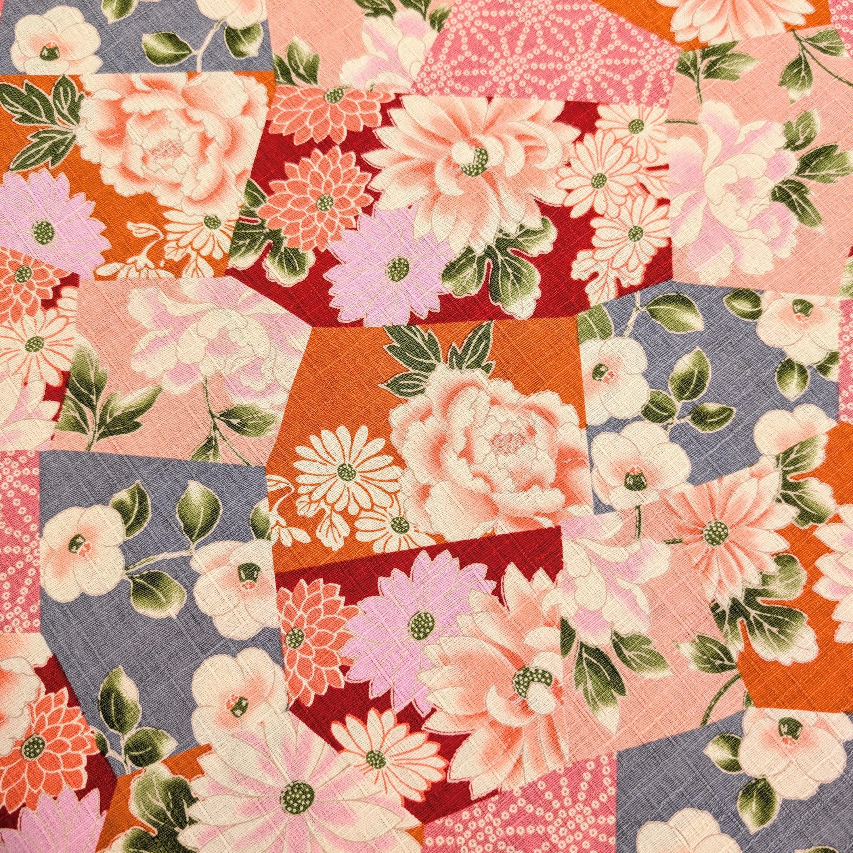 Patterned Floral Collage Hokkoh Japanese dobby cotton fabric 1025-110-2 B pink
