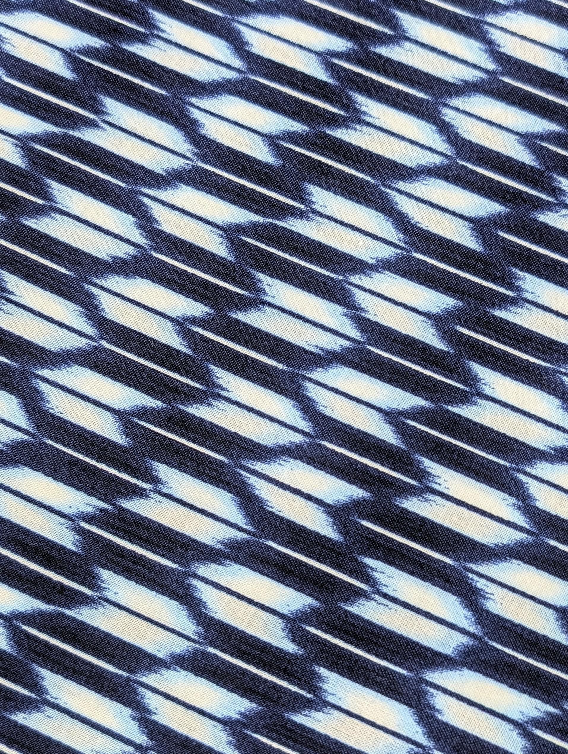 Sevenberry - Arrow Printed Shibori-Style Collection Cotton Fabric - Blue White Navy