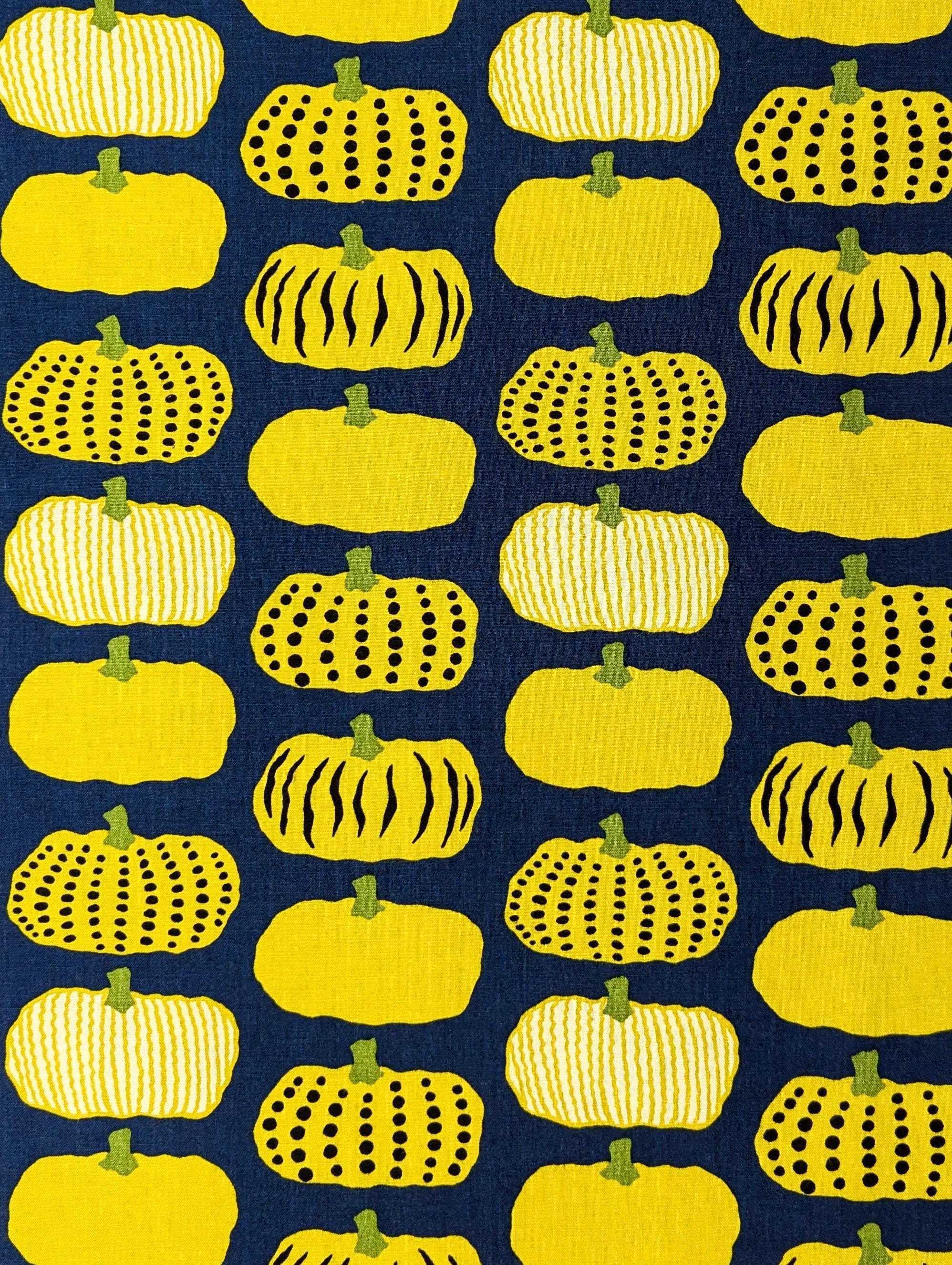 Kokka - Kabocha Pumpkins Cotton Oxford - Yellow Blue