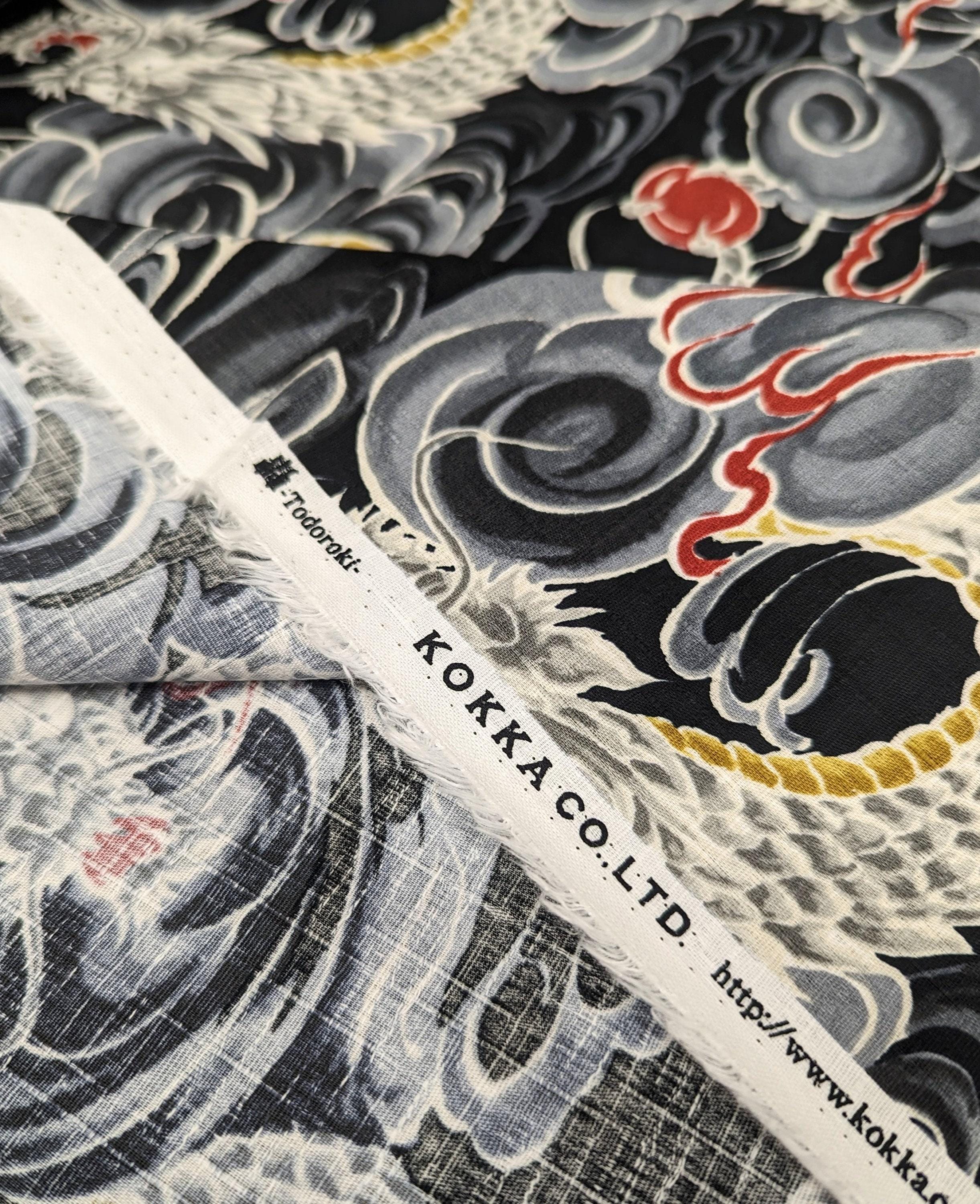 Kokka - Regal Dragons Cotton Dobby - Black