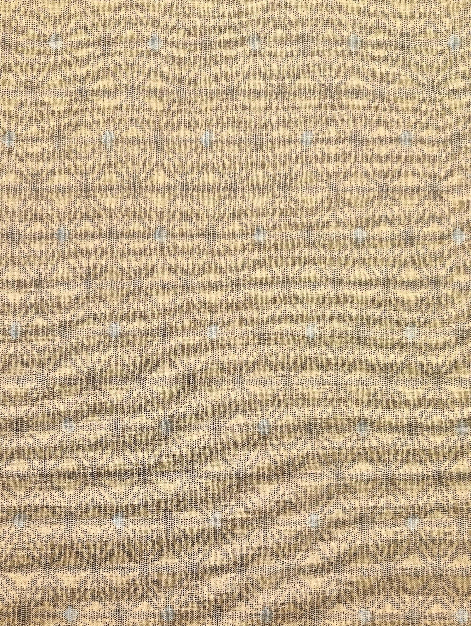 Sevenberry - Printed Ikat Asanoha Variation Stars in Beige and Gray Cotton Fabric - Beige Gray