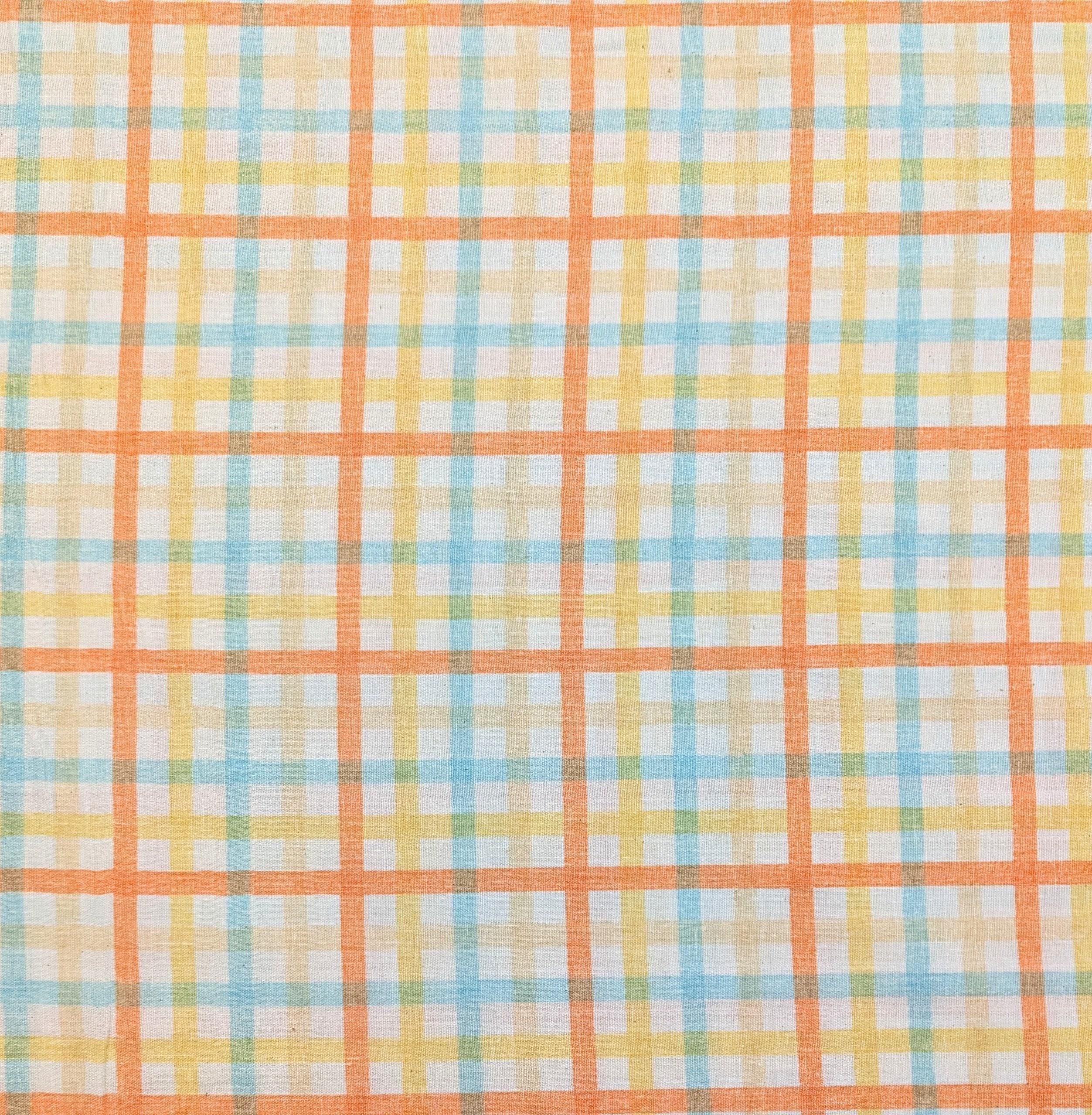 Sevenberry - Plaid Cotton Double Gauze - Orange Yellow Blue