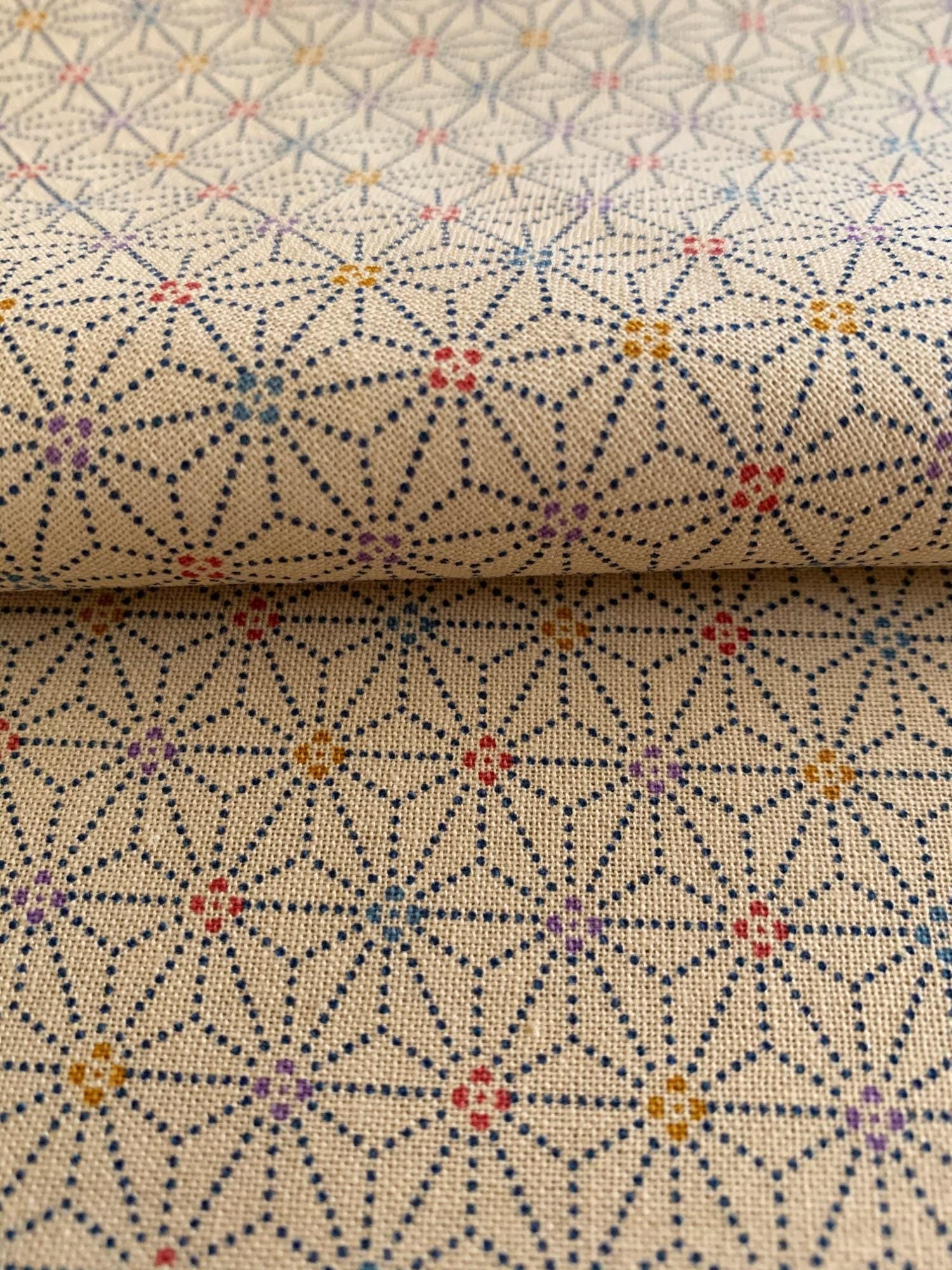 Sevenberry - Dotted Asanoha Stars Cotton Fabric - Yellow Beige