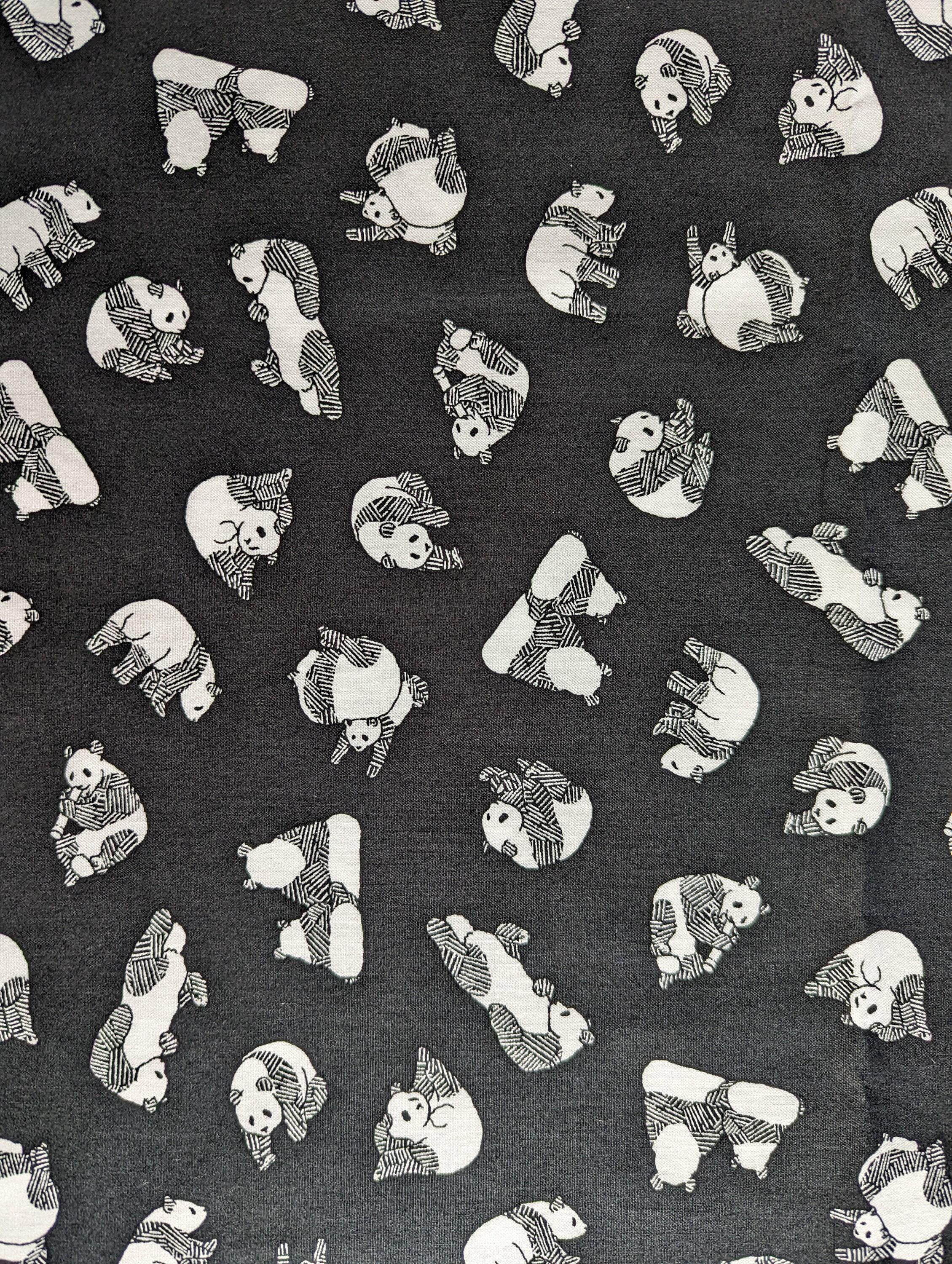 Sevenberry - Pandas Cotton Fabric - Black
