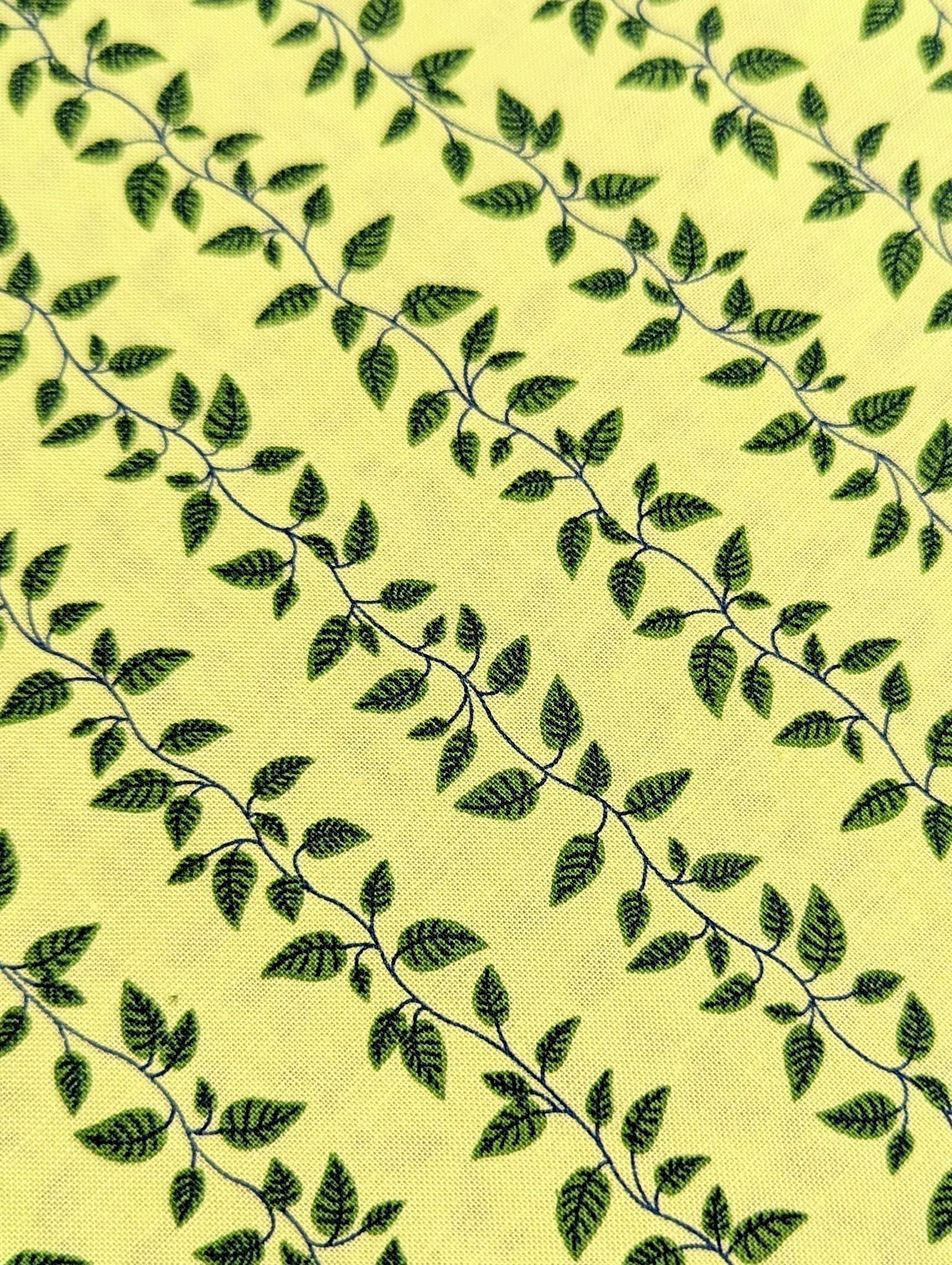 Cosmo - Vining Leaves Cotton Sheeting - Light & Dark Green