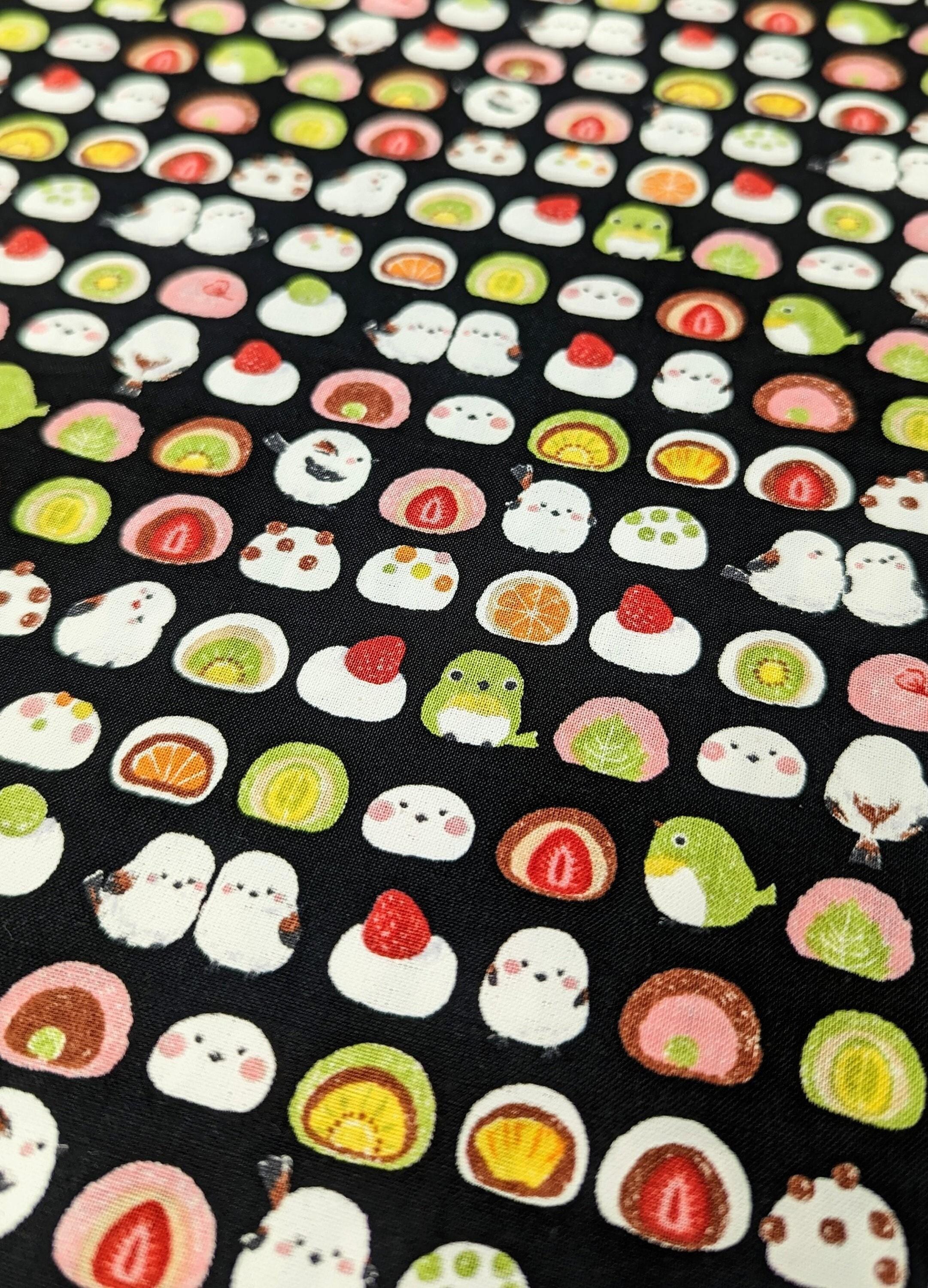 Senyo - Chickadees and Mochi Cotton Fabric - Black