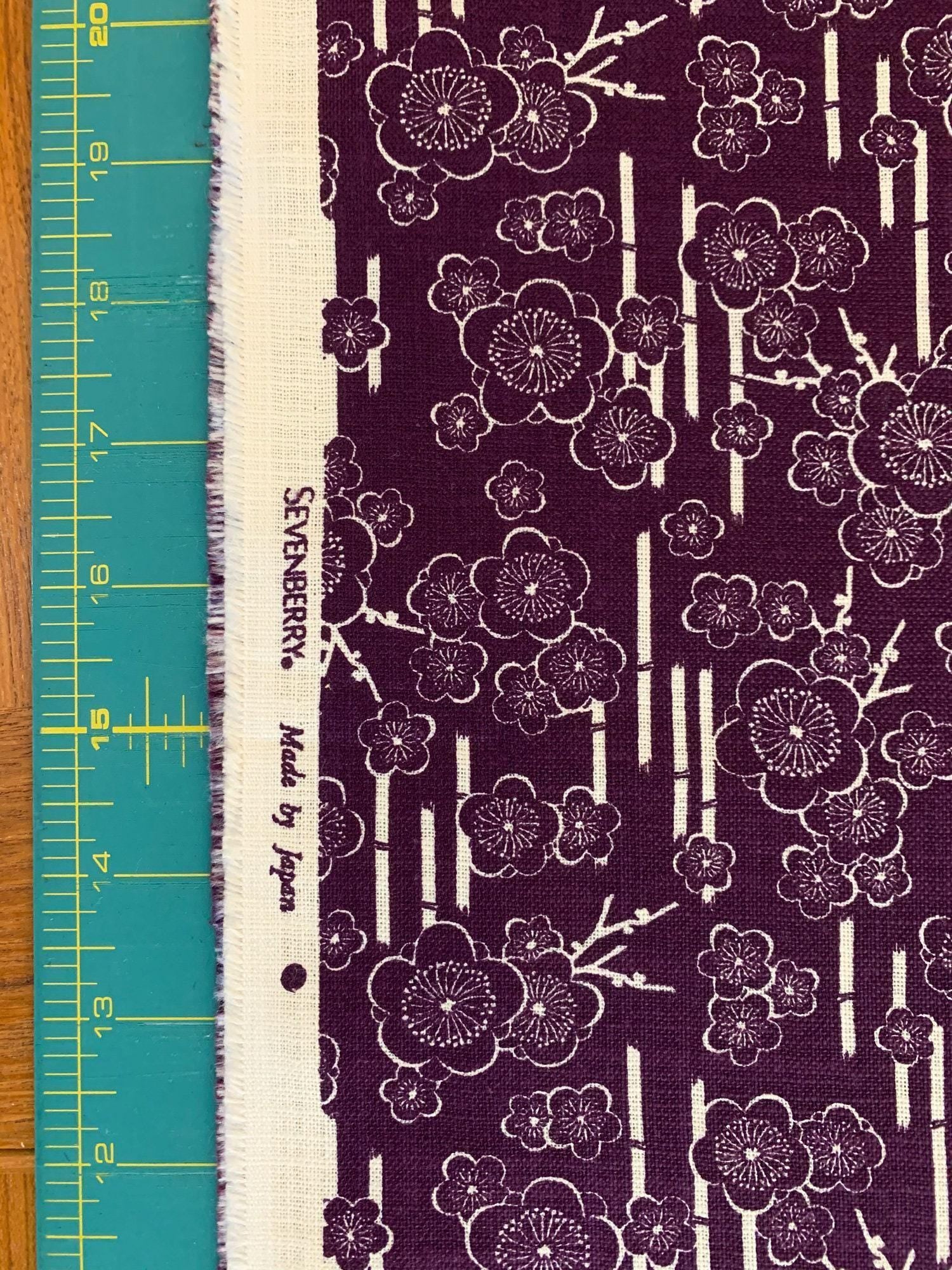 Sevenberry - Plum Cherry Blossoms Cotton Fabric - Purple