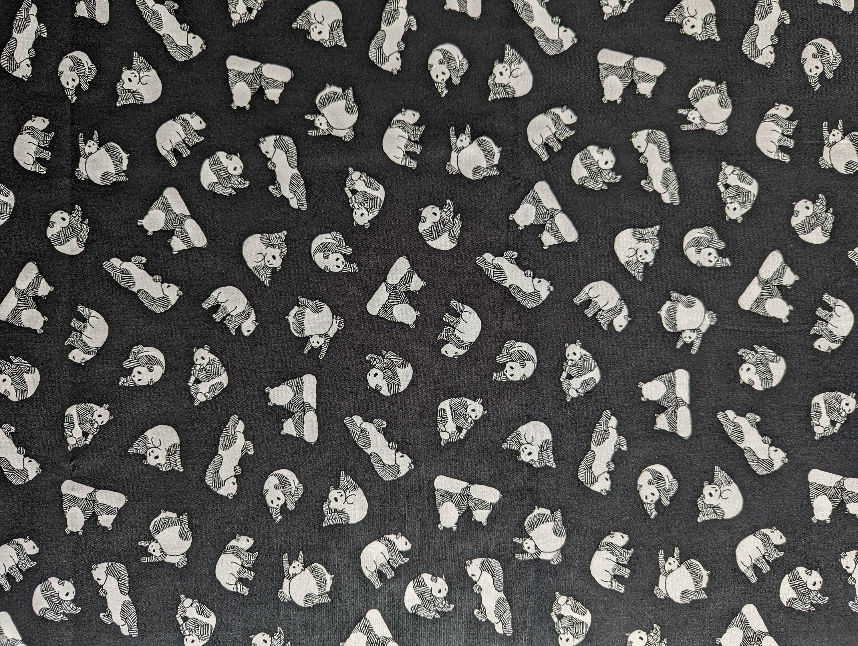Sevenberry - Pandas Cotton Fabric - Black