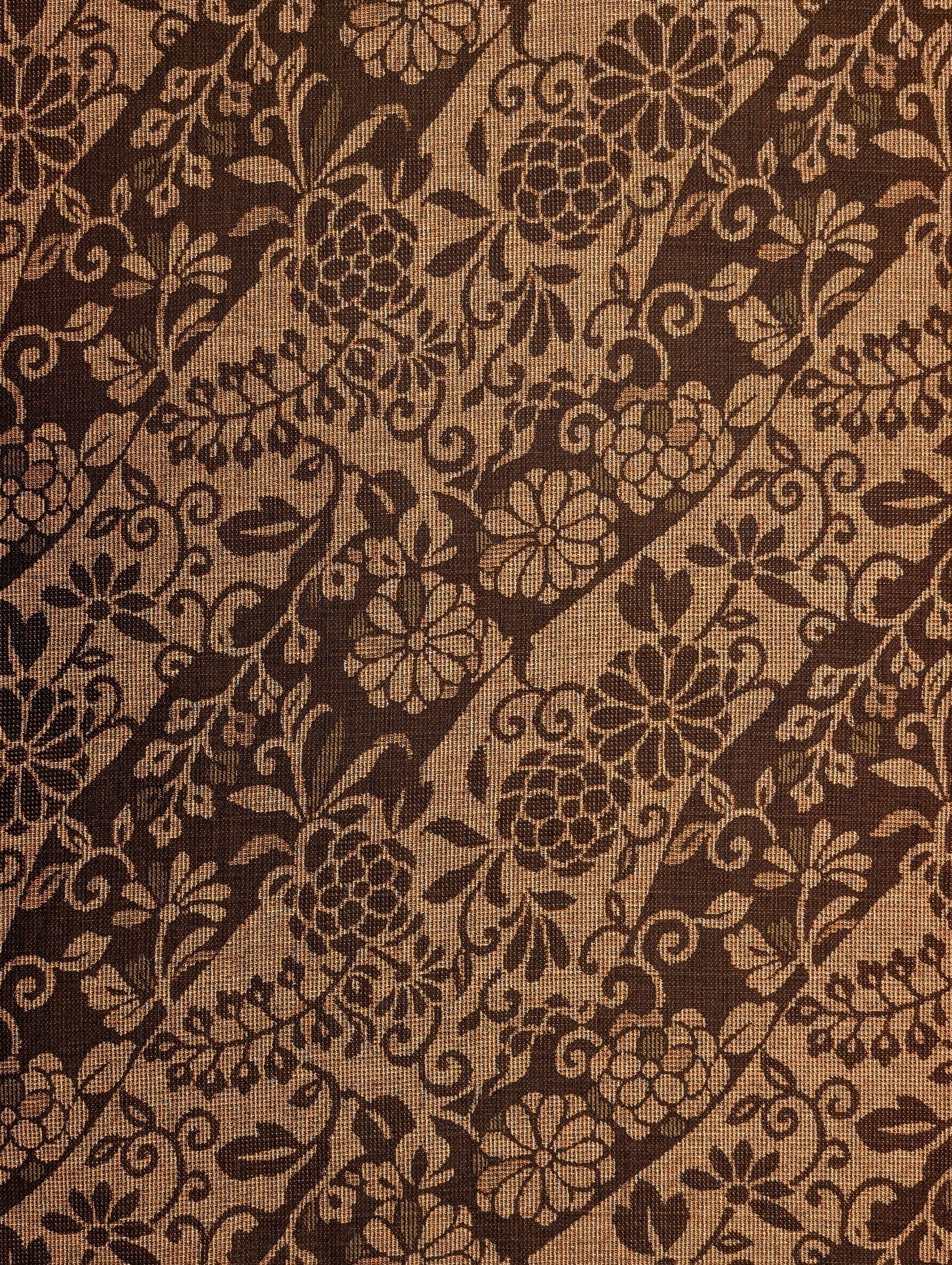 NEW Floral Silhouette Kobayashi dobby cotton fabric KTS-7020 C brown