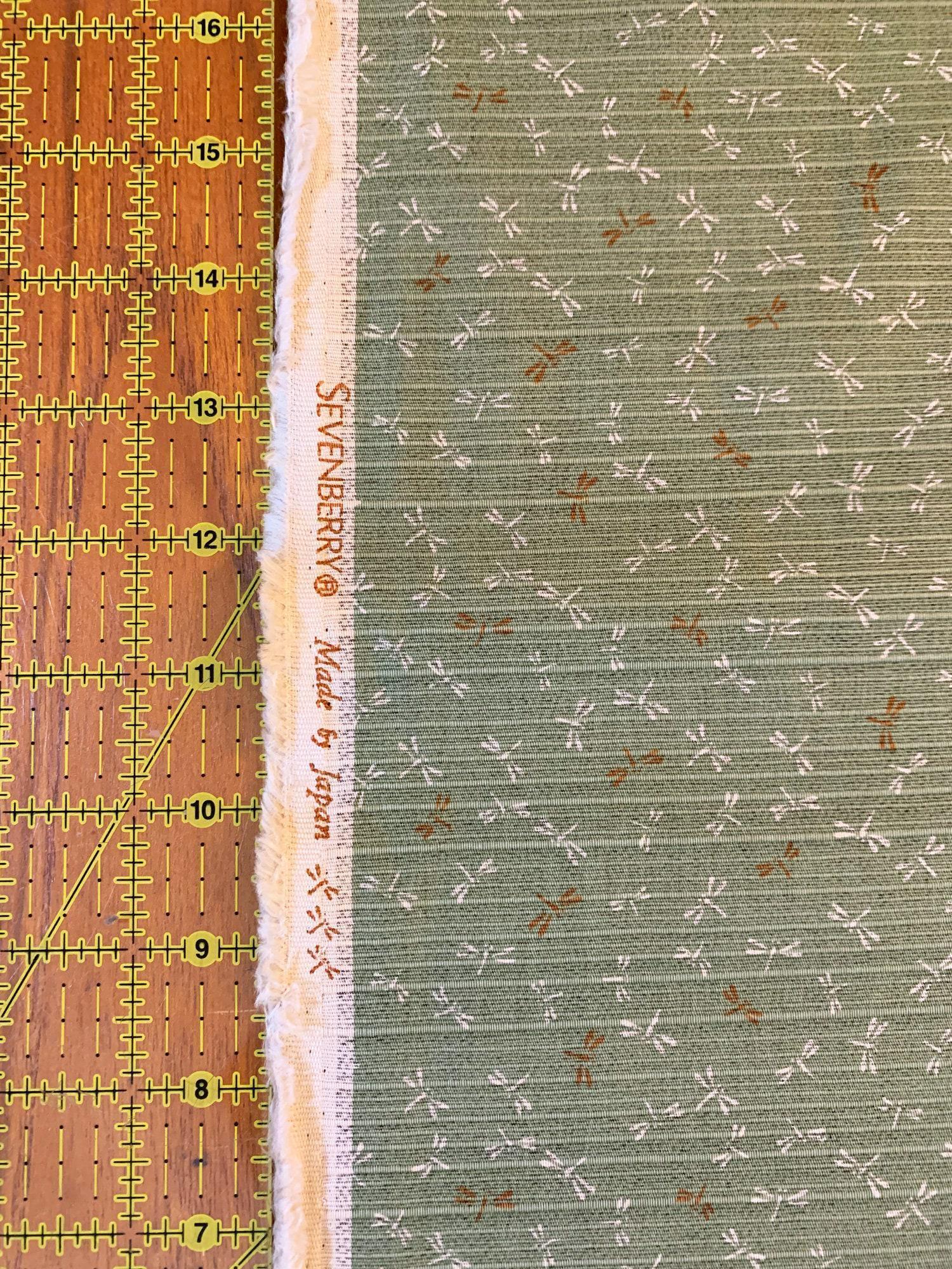 Sevenberry - Double Sided Dragonfly and Same-Komon Cotton Shantung - Green Brown