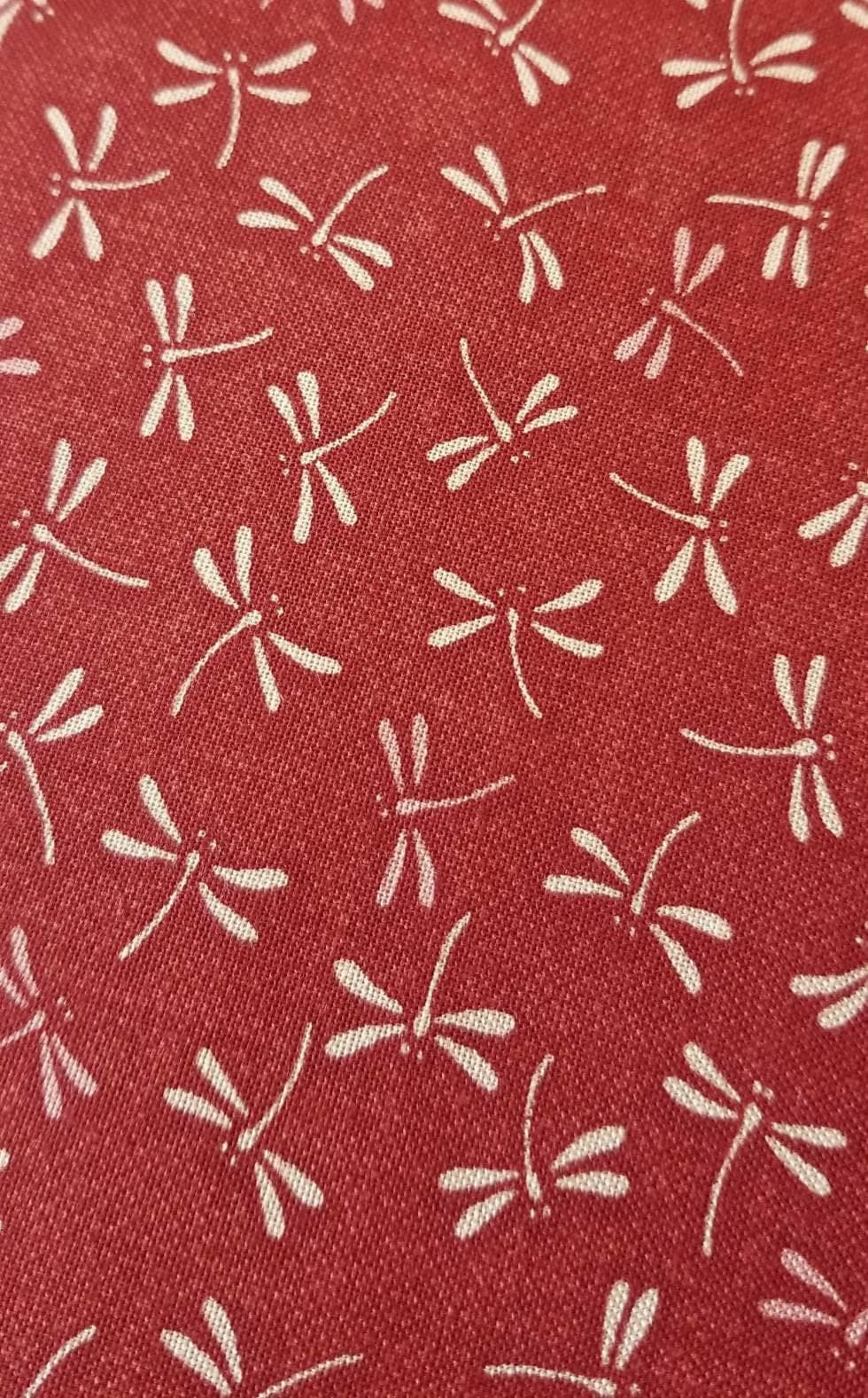 Sevenberry - Dragonflies in Red Cotton Fabric - Red
