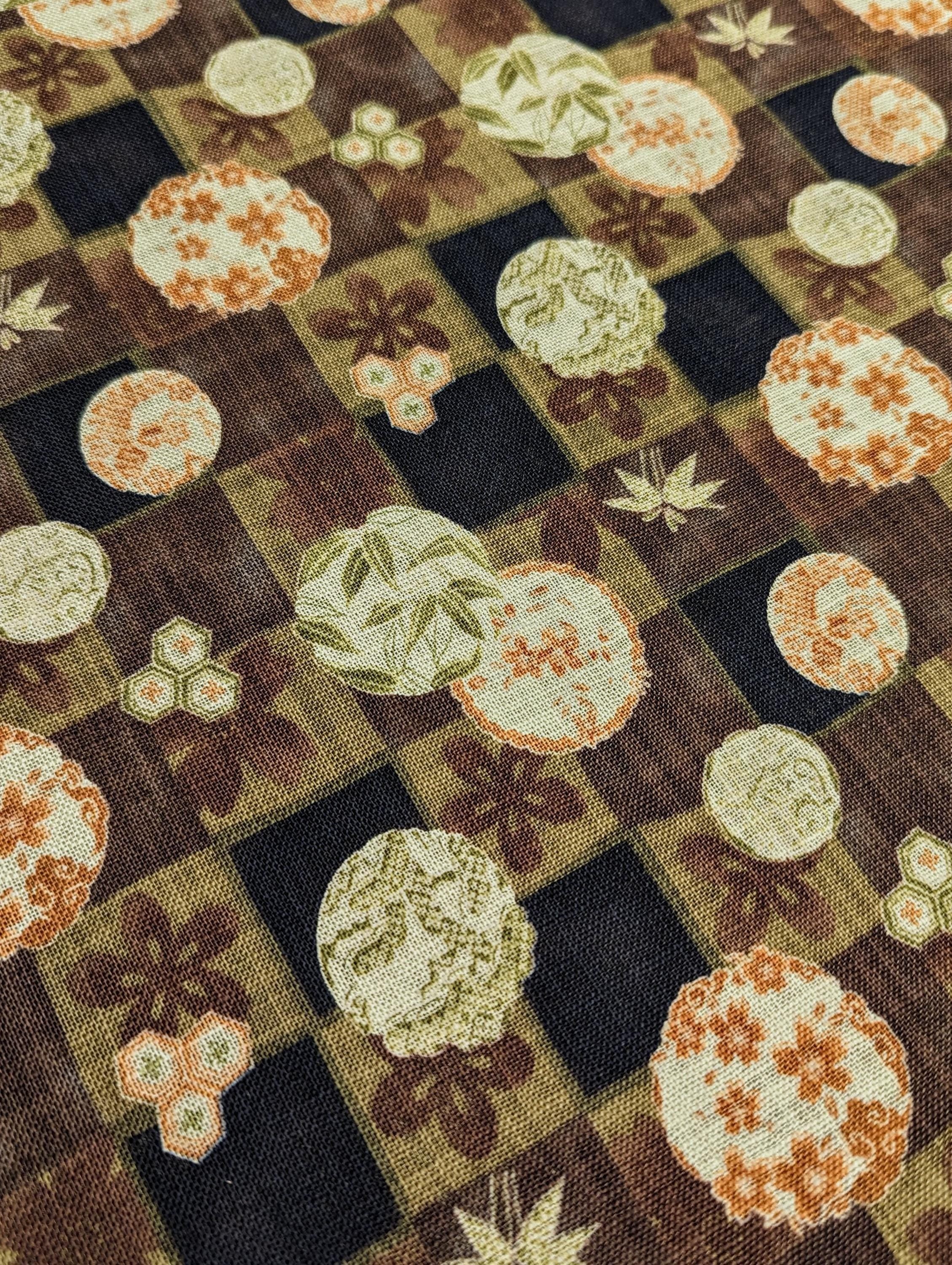 Sevenberry - Rustic Patterned Checkerboard Cotton Fabric - Brown