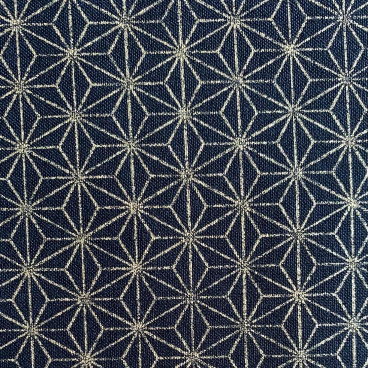 Sevenberry - Golden Asanoha Stars Cotton Fabric - Black