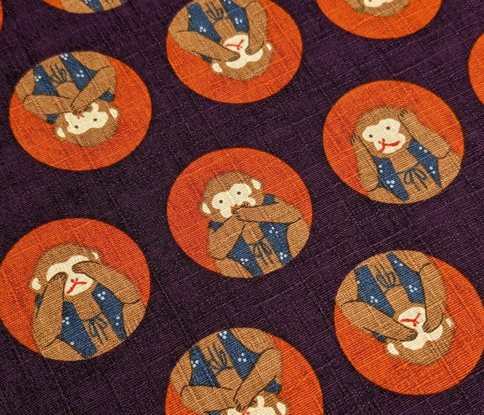 Hokkoh - Three Wise Monkeys Cotton Dobby - Purple