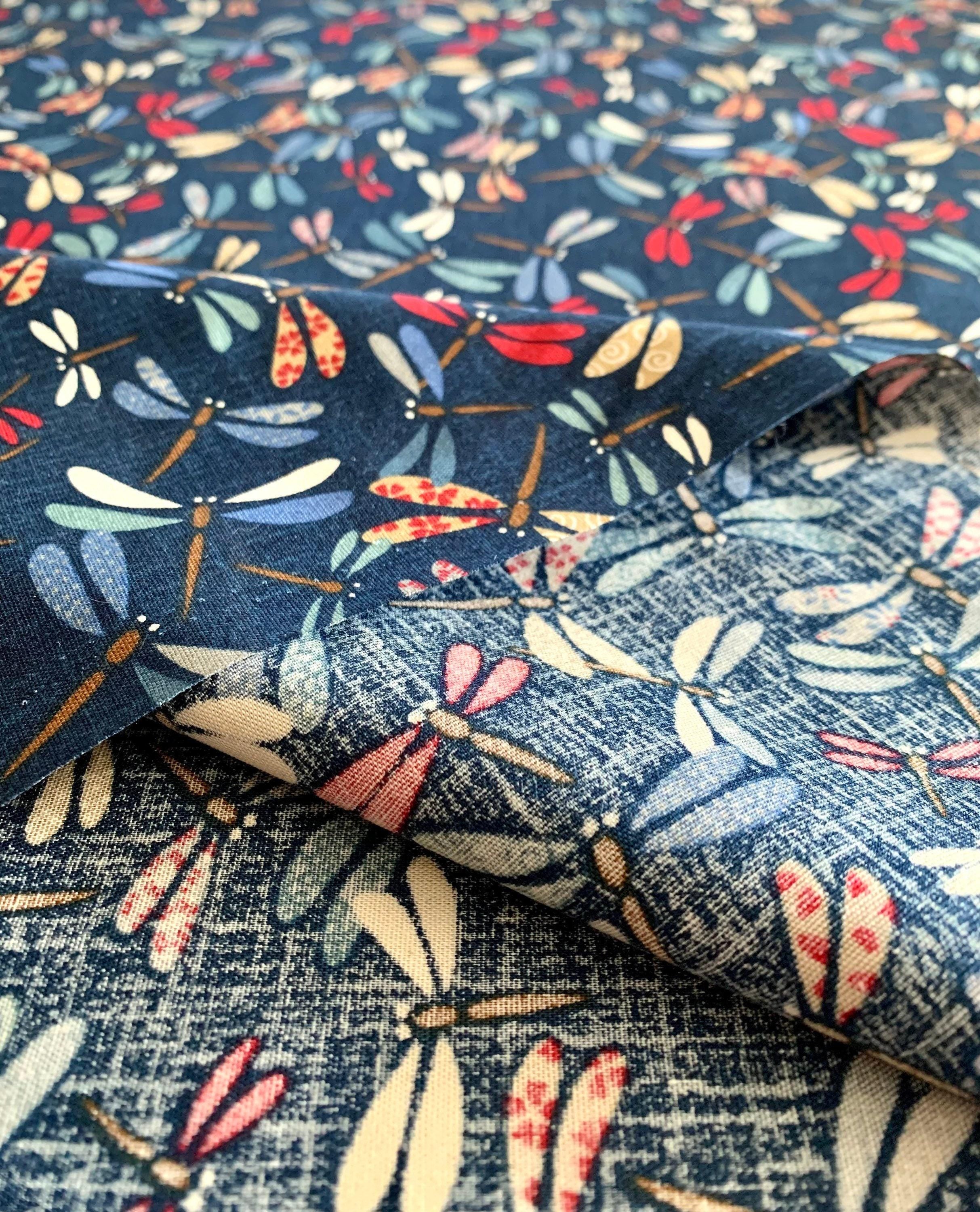 Dragonfly Festival Japanese cotton fabric KW-3377-8-A blue