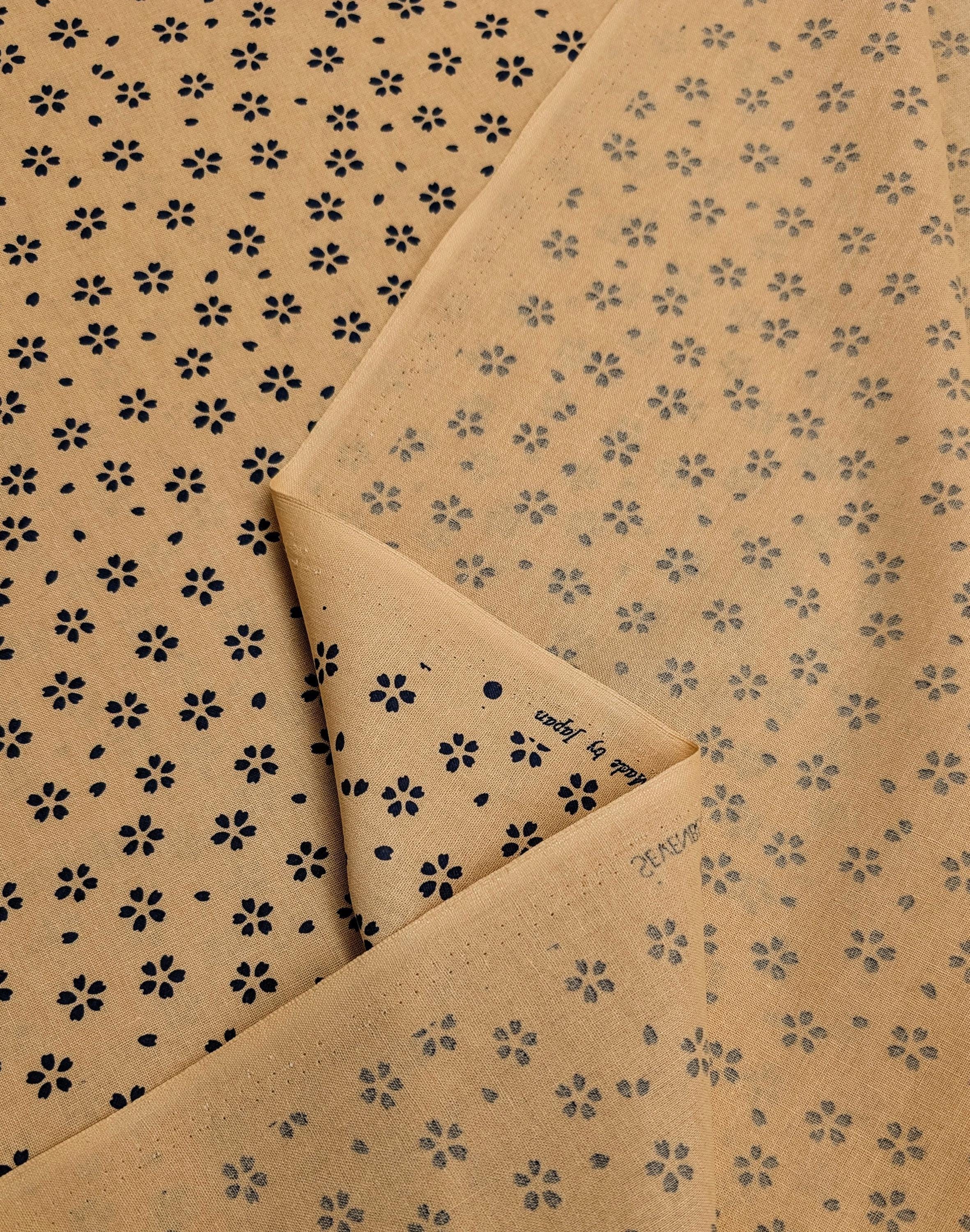 Medium Cherry Blossom Sakura Sevenberry Japanese cotton fabric 88220-5-2 beige blue
